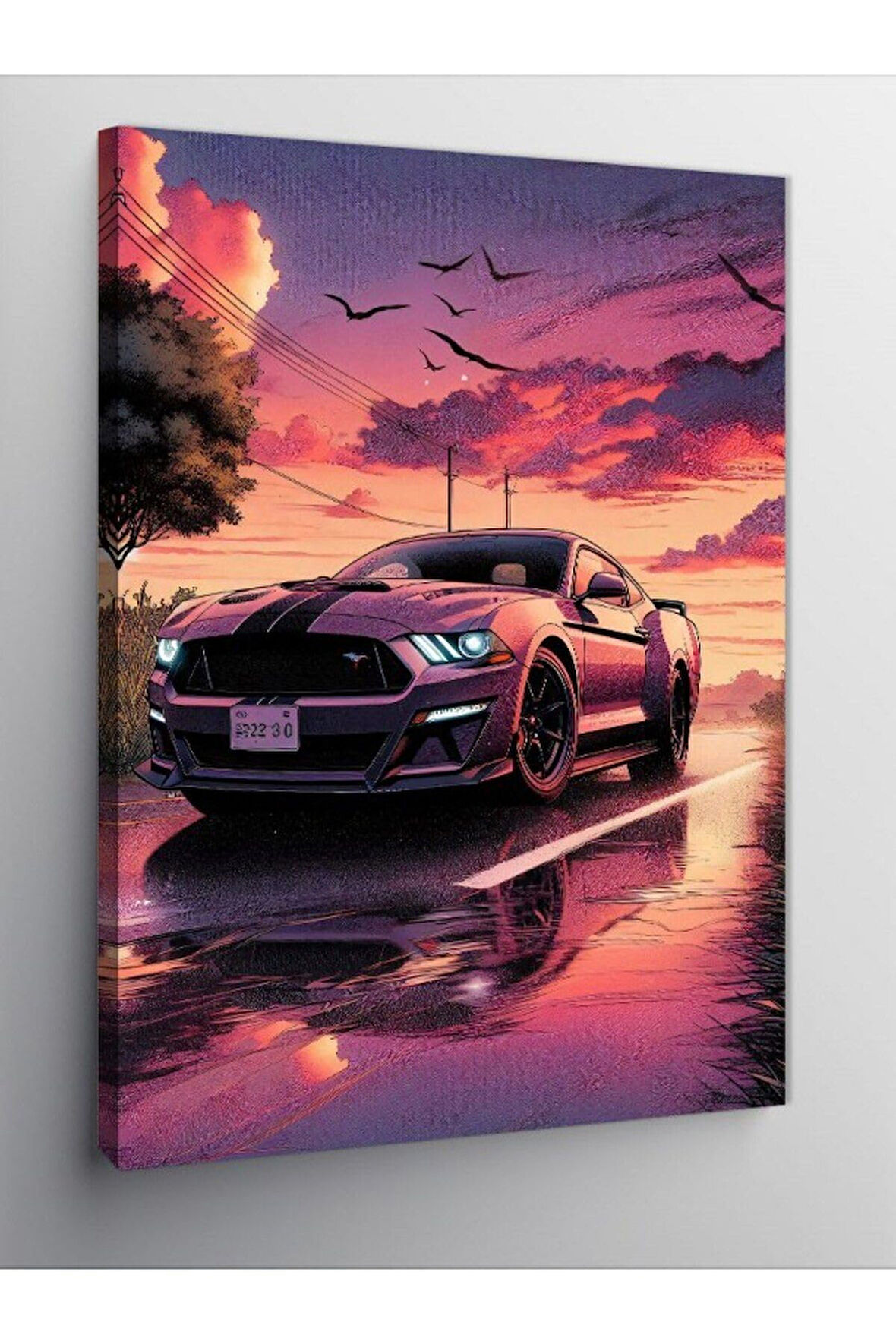Kanvas Tablo Gün Batımı Ve Spor Araba 70 X 100 Cnvsdkey-116790-70-100