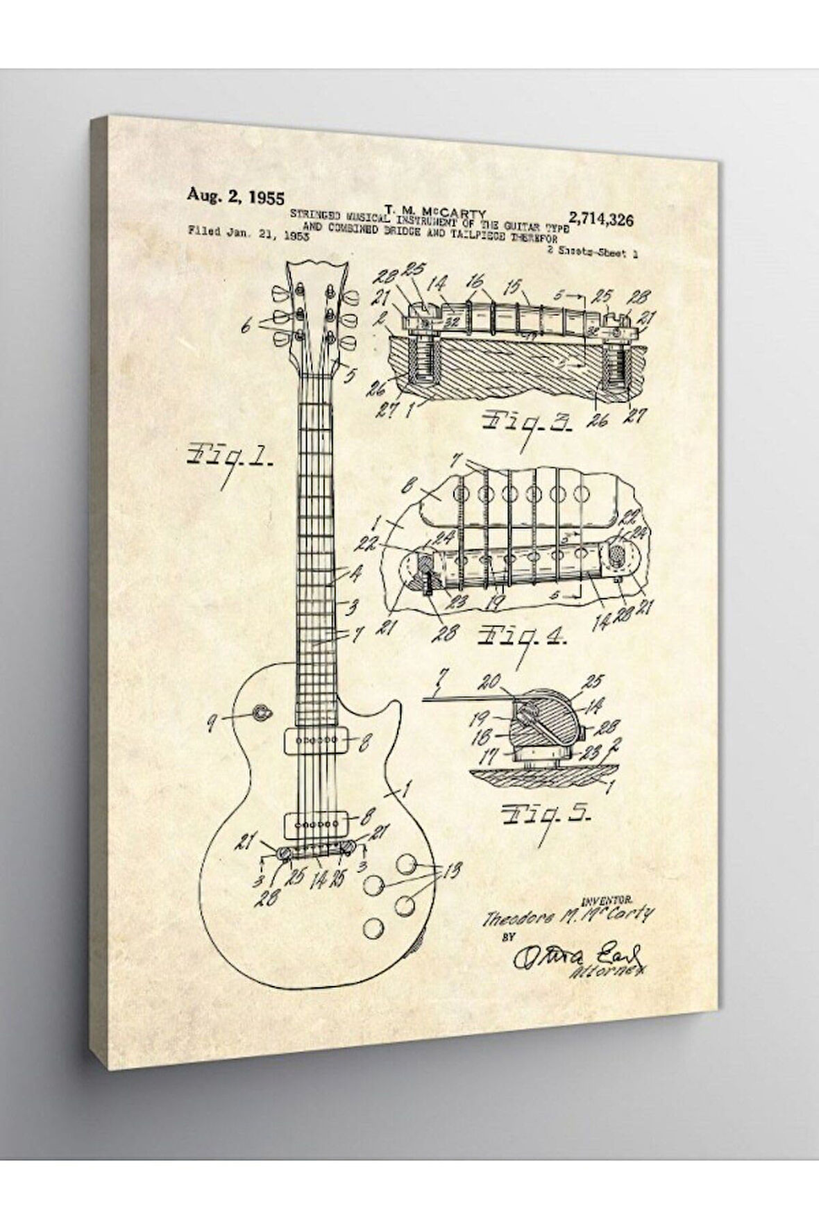 Kanvas Tablo Elektro Gitar Anatomisi, 50cm x 70cm