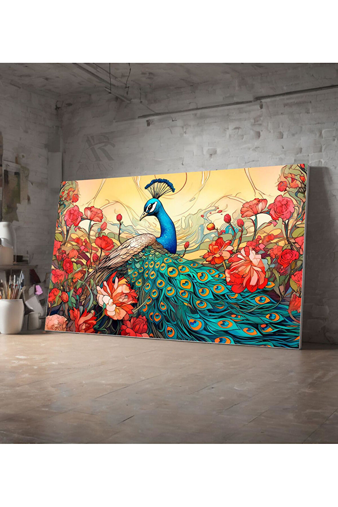 Kanvas Tablo Renkli Tavus Kuşu Hayvan Dekroatif Kanvas Tablo 30 X 40