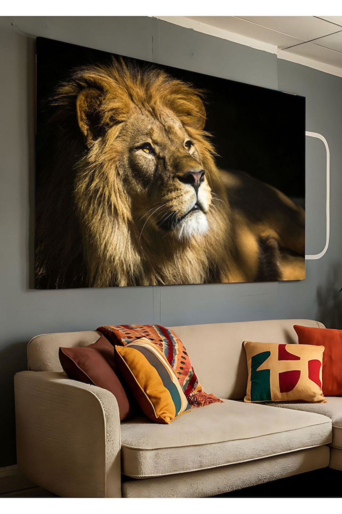 Kanvas Tablo Ormanlar Kralı Aslan Hayvan Dekoratif Kanvas Tablo 30 X 40