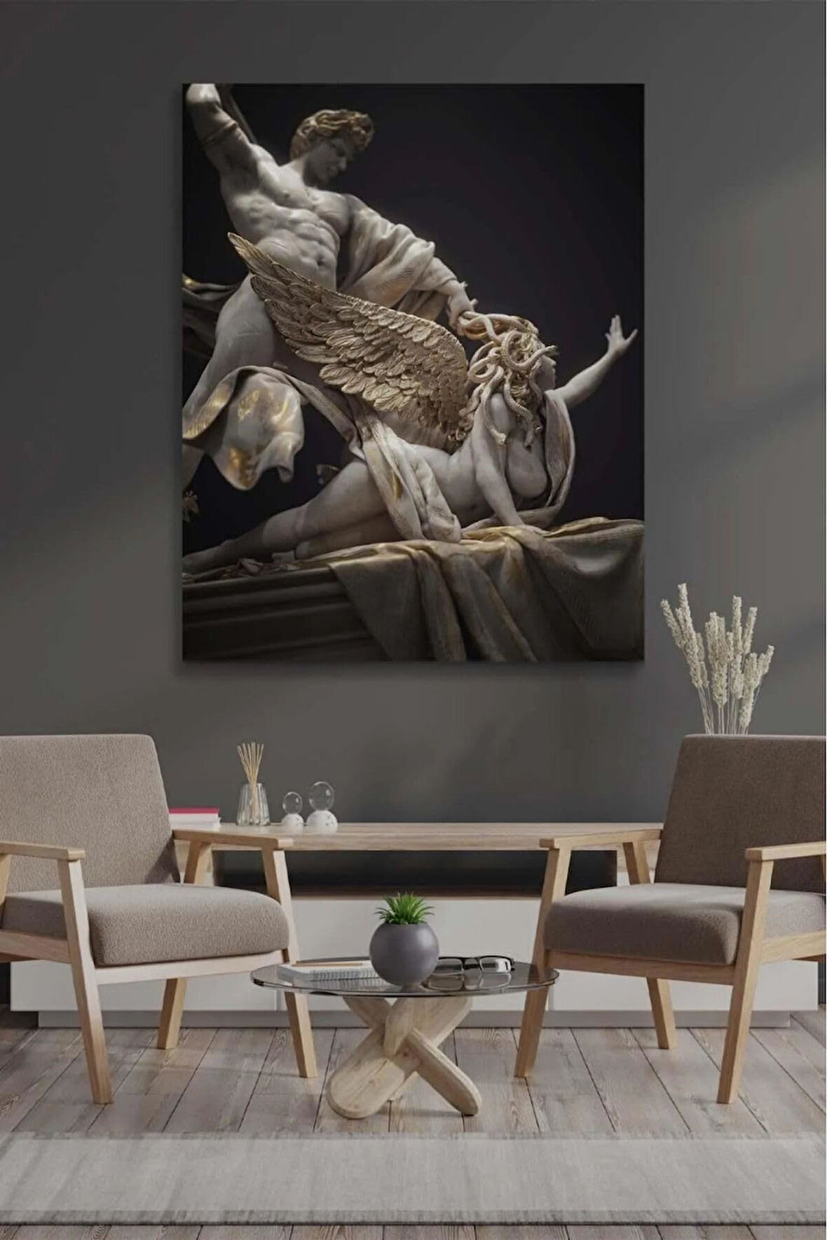 Kanvas Tablo Medusa Yılan Saçlı Kadın Heykel Mitoloji Zeus Heykel Kanvas Tablo 40 X 60