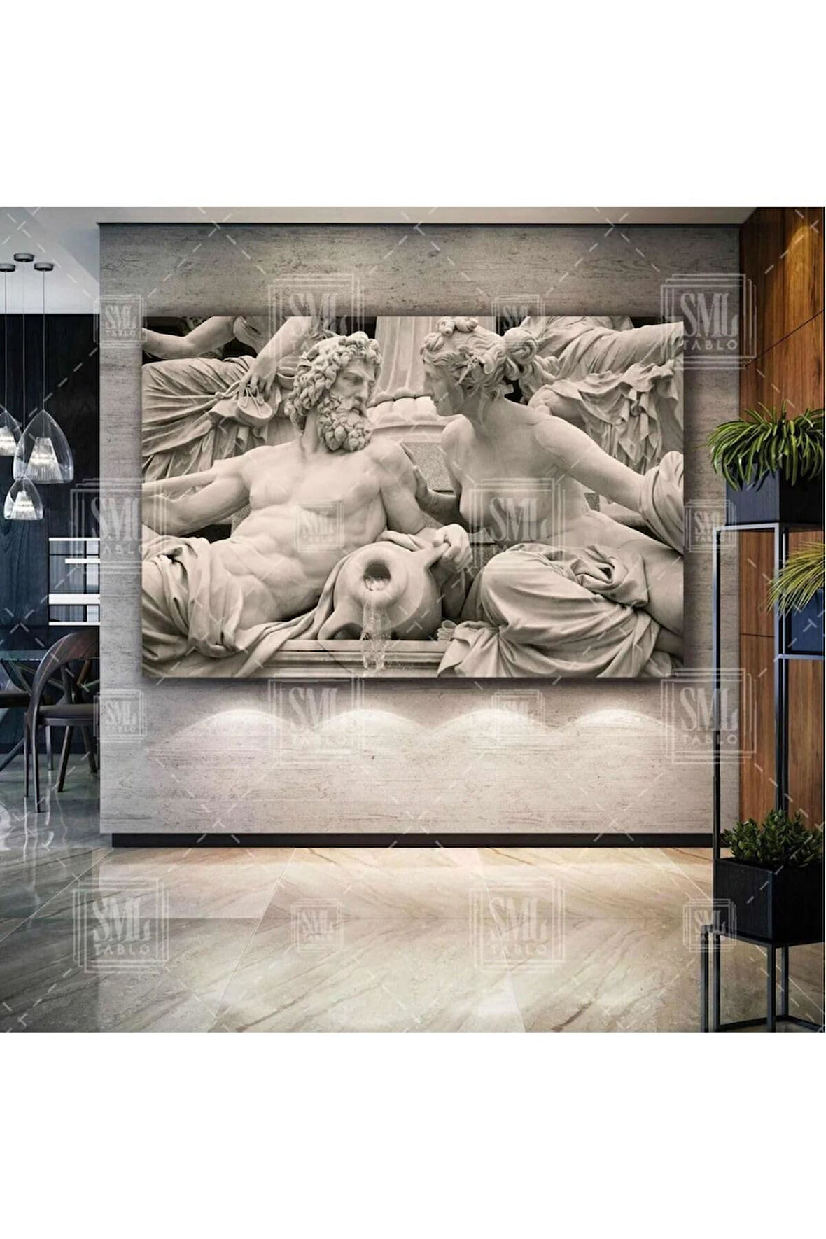 Kanvas Tablo Zeus Ve Hera Heykeli Yunan Mitolojisi Dekor Taş Mermer Kanvas Tablo 30 X 40