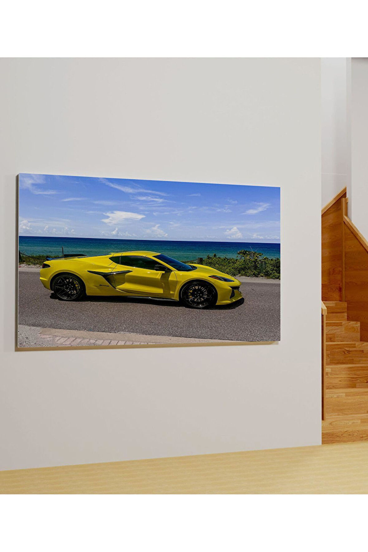 Kanvas Tablo Sarı Spor Araba Galeri Tasarım Kanvas Tablo 40 X 60