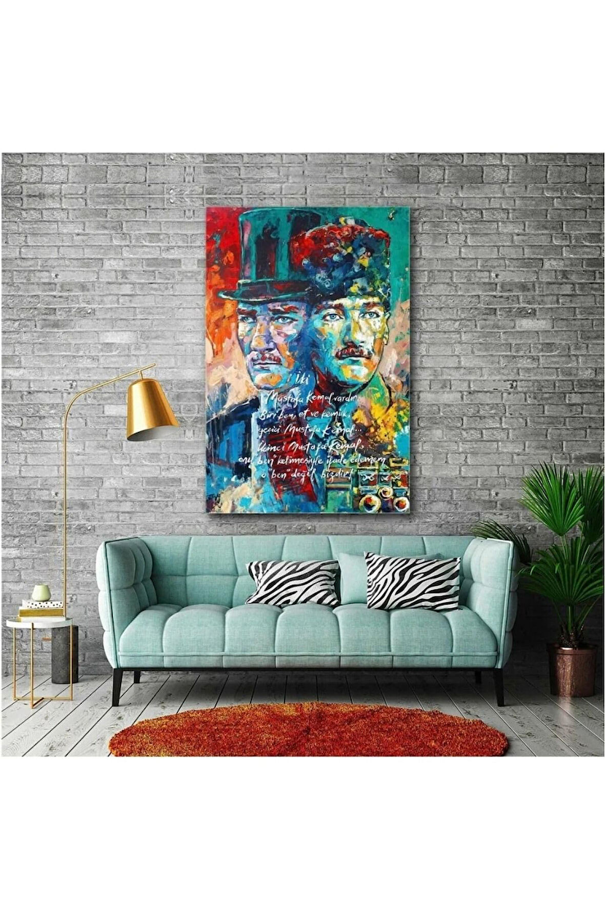 Kanvas Tablo Yağlı Boya Efektli Mustafa Kemal Atatürk Portre Karizma Kanvas Tablo Art00167 50 X 70