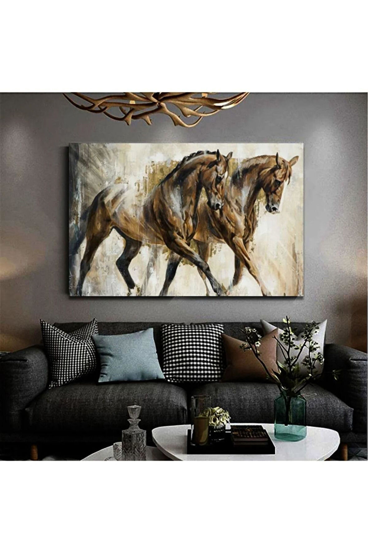 Kanvas Tablo Soyut At Yağlı Boya Görünümlü Kanvas Tablo 30 X 40