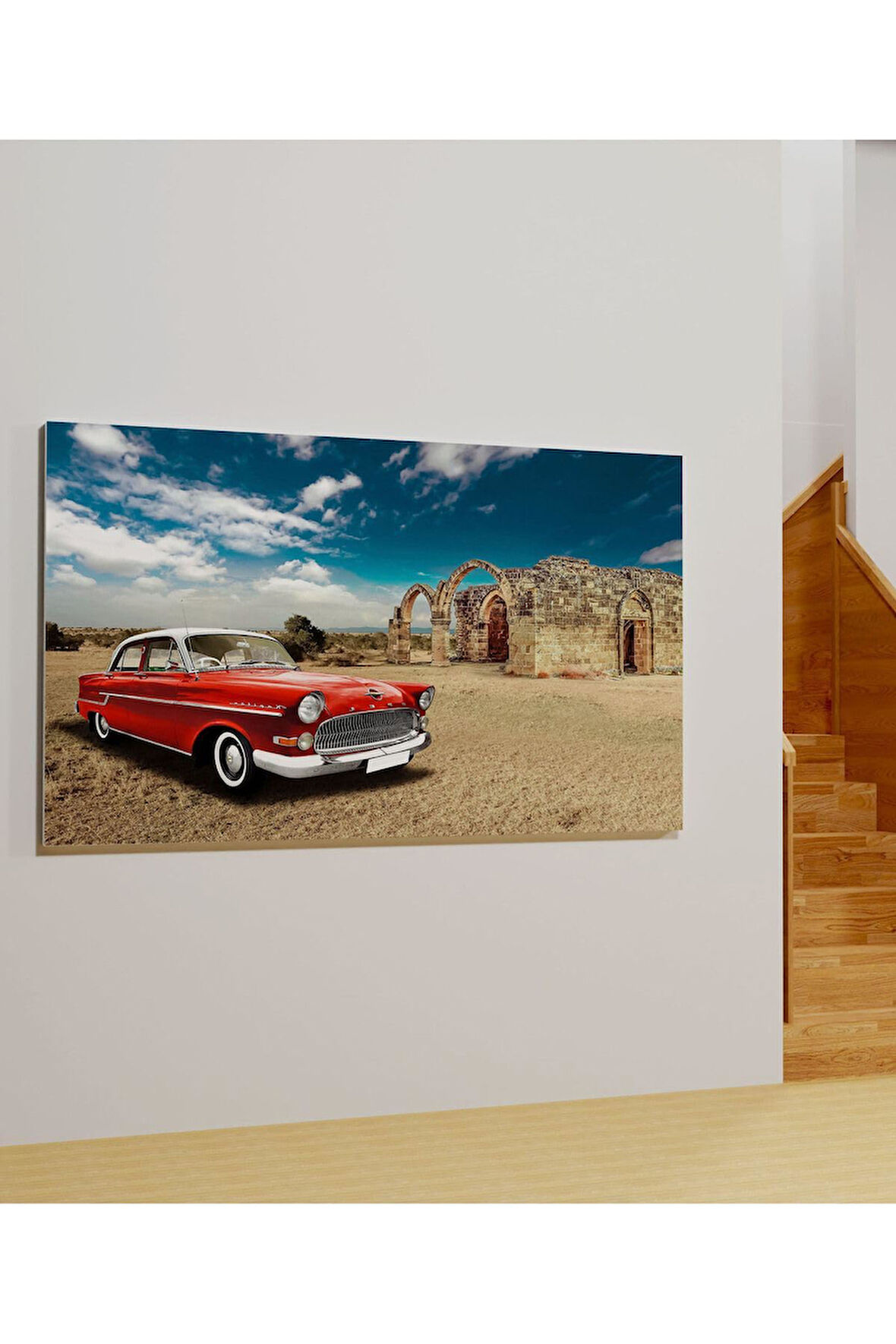 Kanvas Tablo Opel Kapitan Kırmızı Klasik Araba Dekoratif Kanvas Tablo 40 X 60
