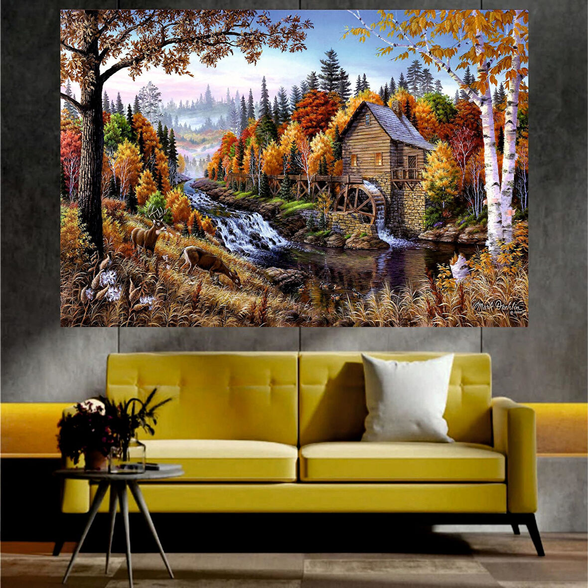 Sonbahar ve Doğa Temalı Sanatsal Dekoratif Duvar Tablosu (70x100 cm)
