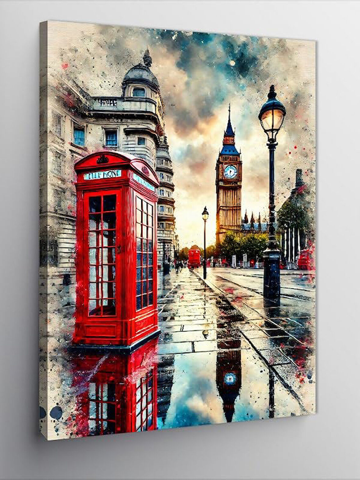 Kanvas Tablo Big Ben Ve Telefon Kulübesi, 50 x 70 CNVSDKEY139158