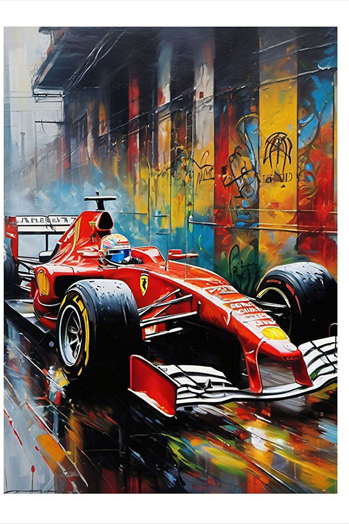 Formula 1 Arabası Tasarım Ahşap Tablo, 35cm x 50cm
