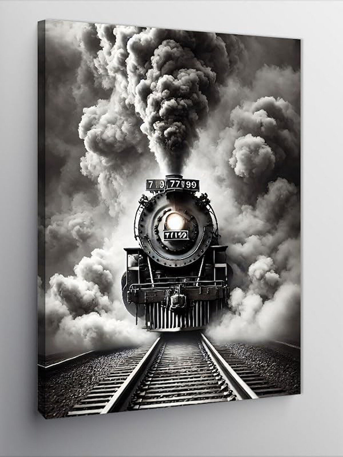 Kanvas Tablo Kara Dumanlı Tren, 50 x 70
