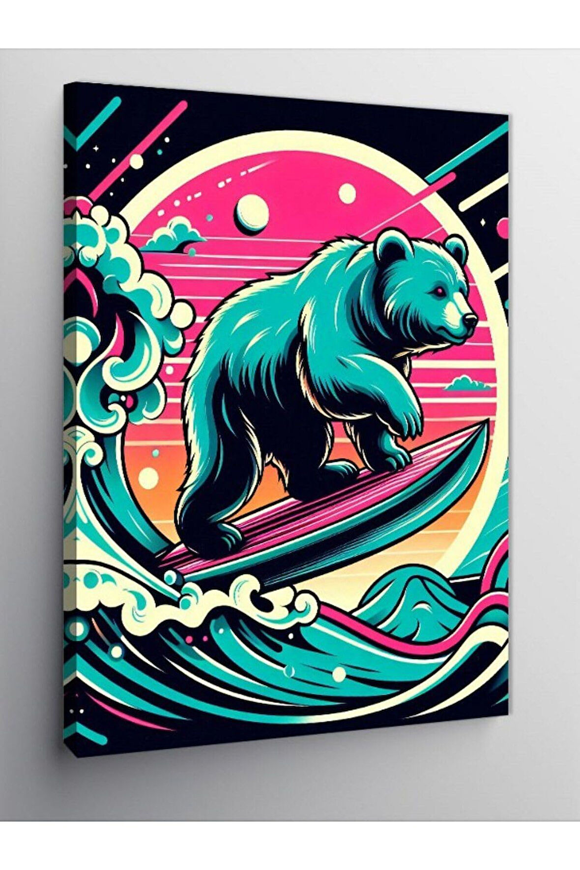 Kanvas Tablo Neon Ayı Grafiti 70 X 100 Cnvsdkey-126407-70-100