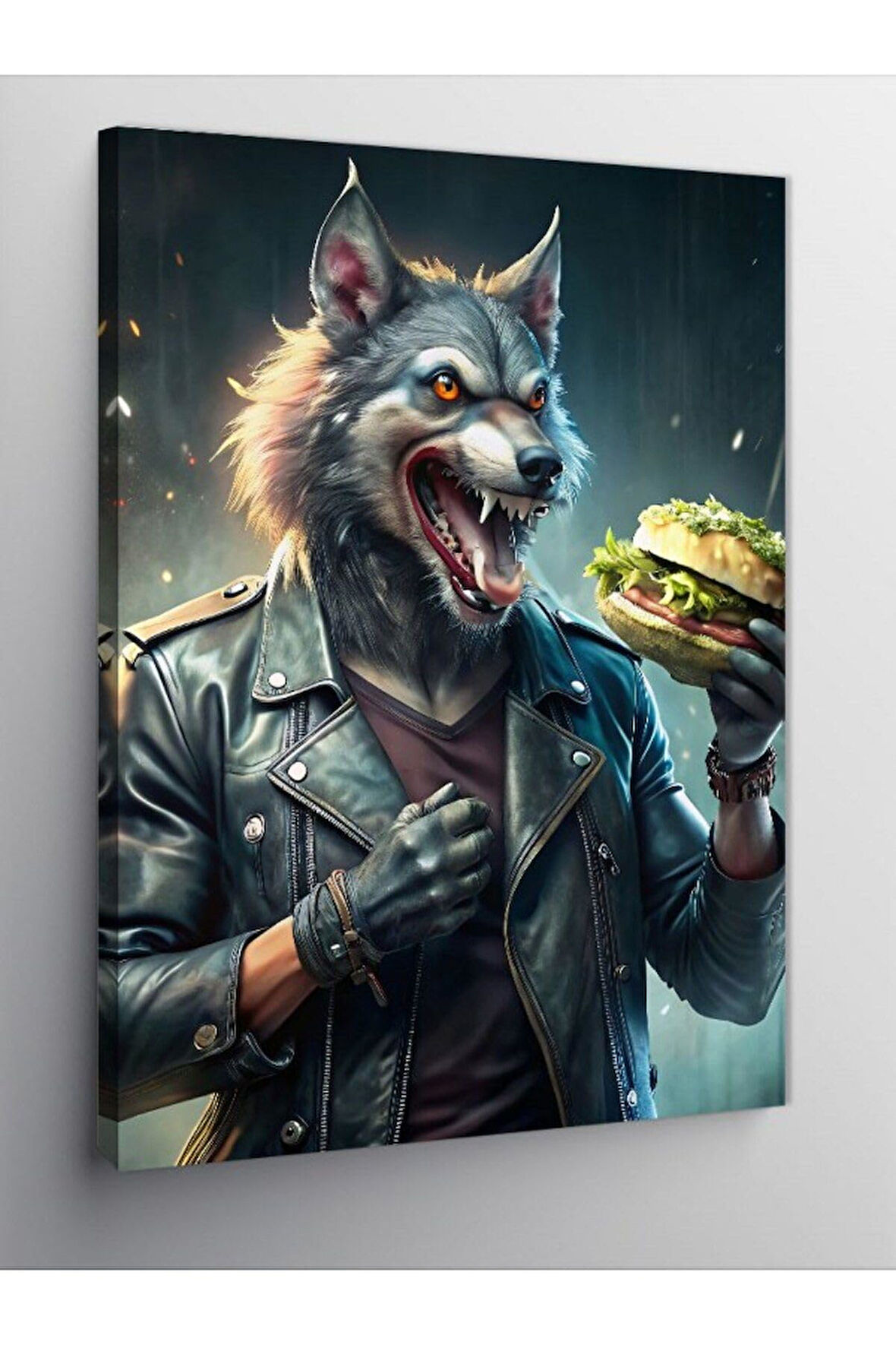 Kanvas Tablo Burger Yiyen Kurt 50 X 70 Cnvsdkey-125922-50-70