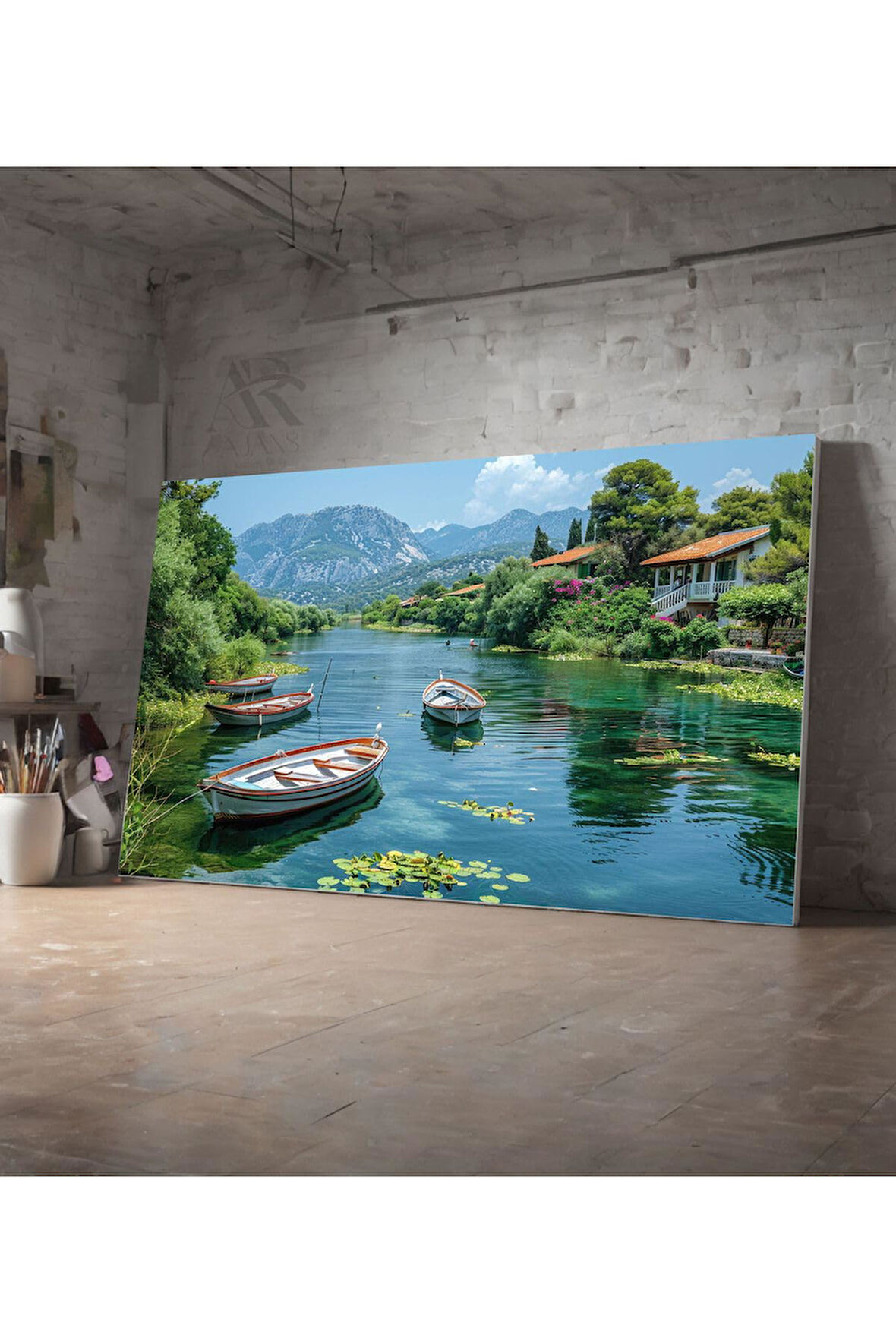 Kanvas Tablo Maviliğin Esintisi Tekne Huzur Dekoratif Manzara Kanvas Tablo 30 X 40