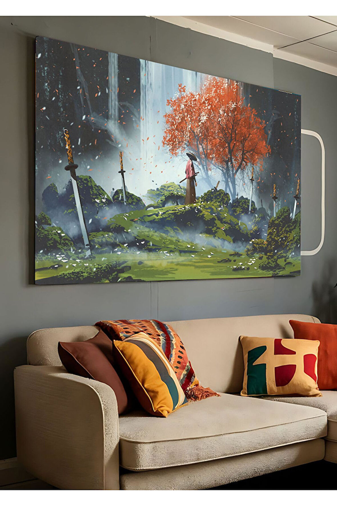 Kanvas Tablo Samurayın Yolu Kutsal Ağaç Dekoratif Kanvas Tablo 35 X 50