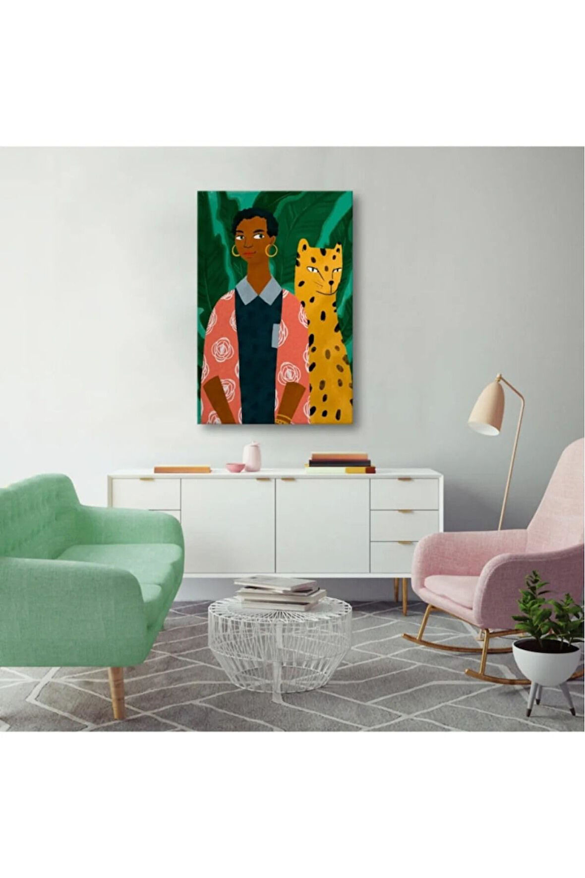 Kanvas Tablo Woman And Cat Dekoratif Kanvas Tablo 70 X 100