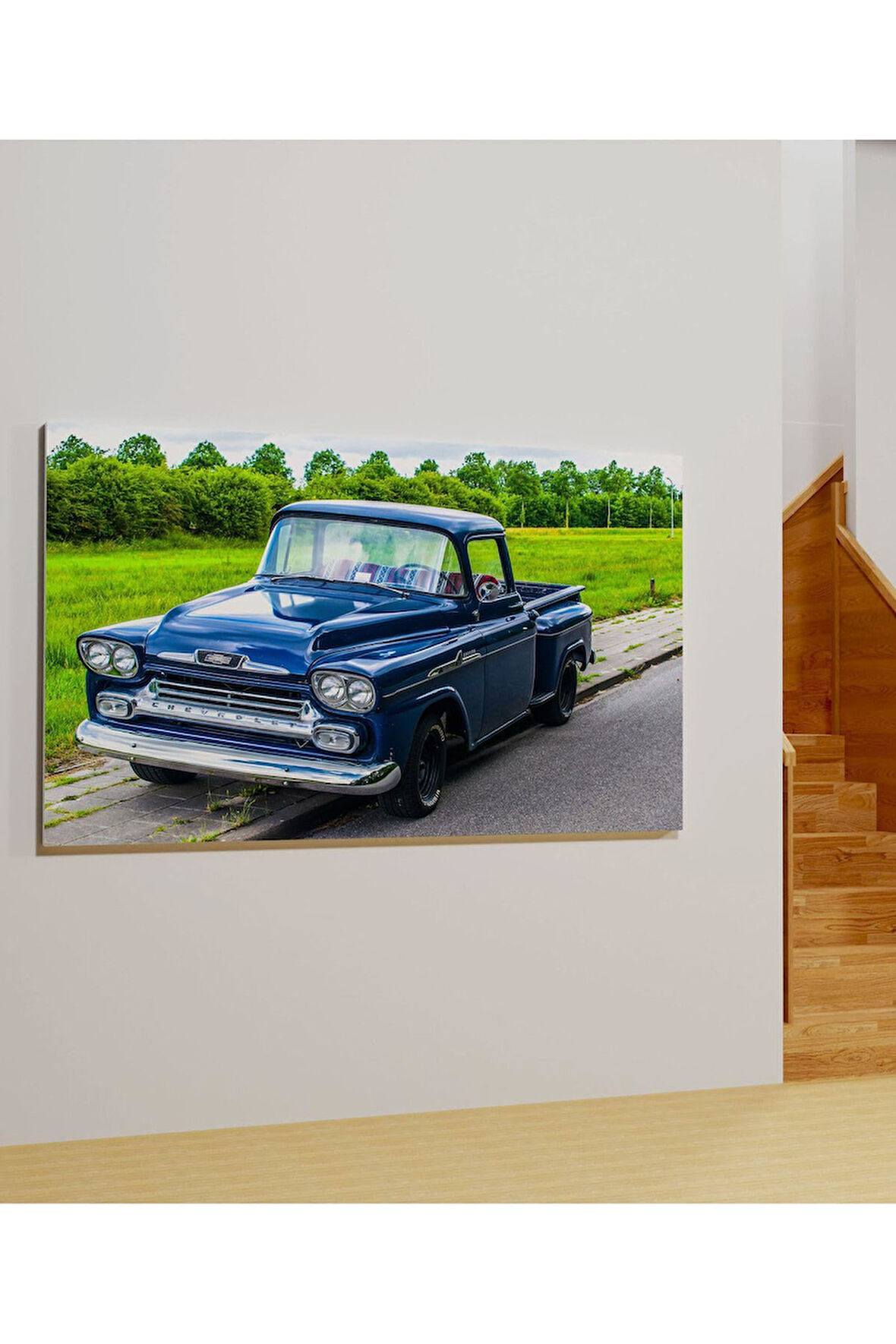Kanvas Tablo Chevrolet Klasik Araba Mavi Tonlarında Galeri Kanvas Tablo 30 X 40