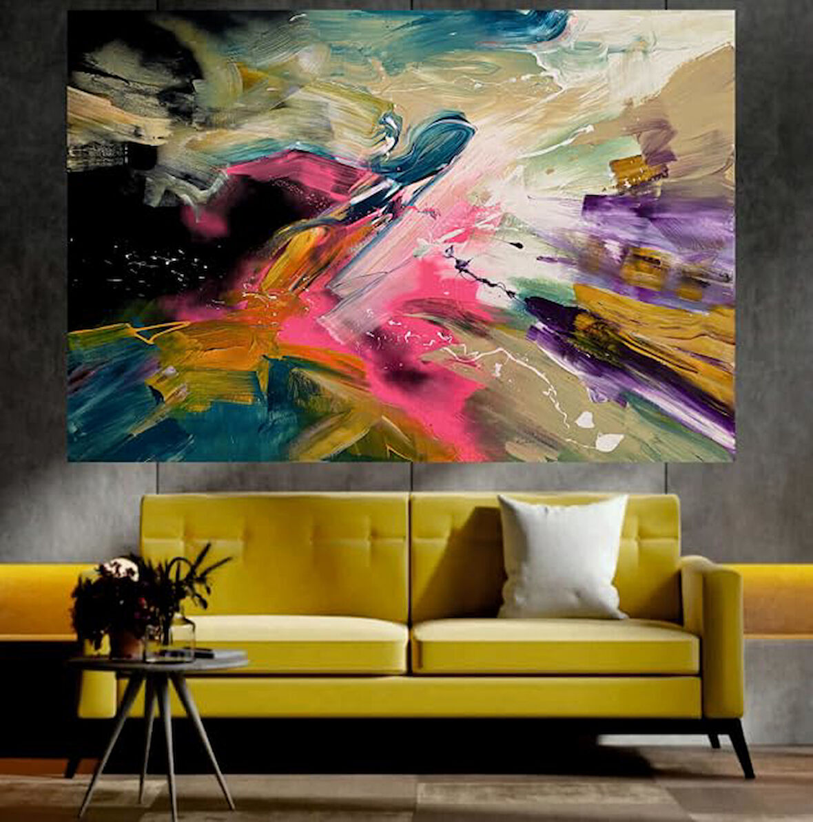 Sürreal Renkli Sanatsal Dekoratif Duvar Tablosu (70x100 cm)