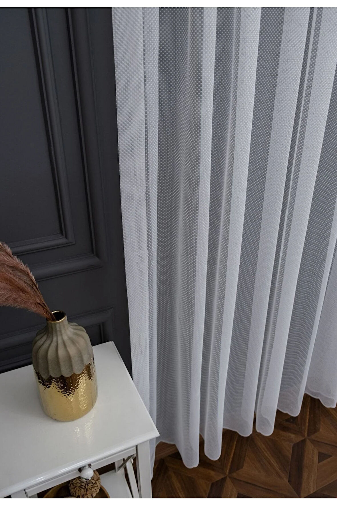 Farbateks Dikim Benekli Ütü Istemez Model Tasarım 2kat Pileli Tül Perde