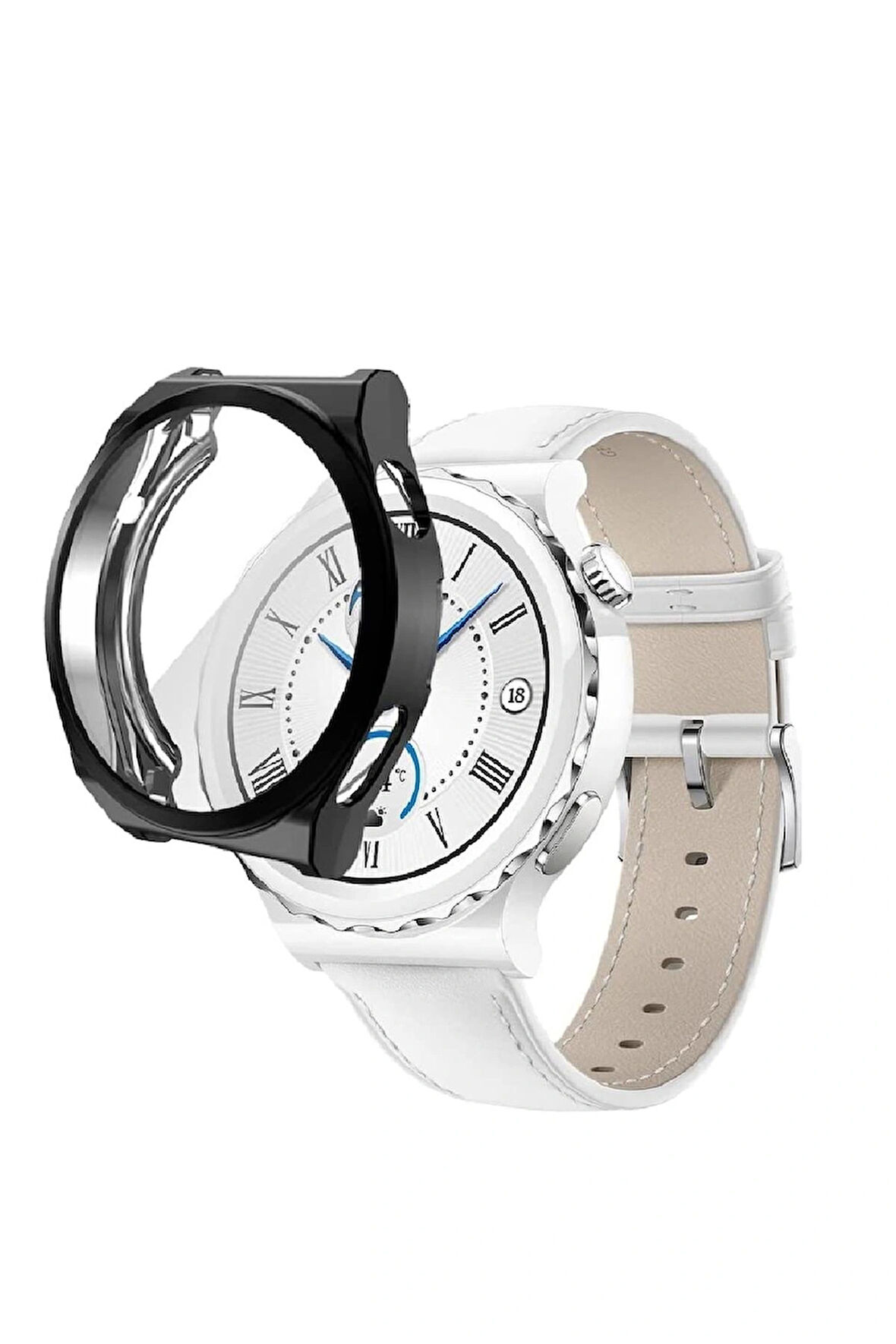 Huawei Watch Gt3 Pro 43mm ile Uyumlu Kasa Ve Ekran Koruyucu 360 Tam Koruma Silikon Kılıf