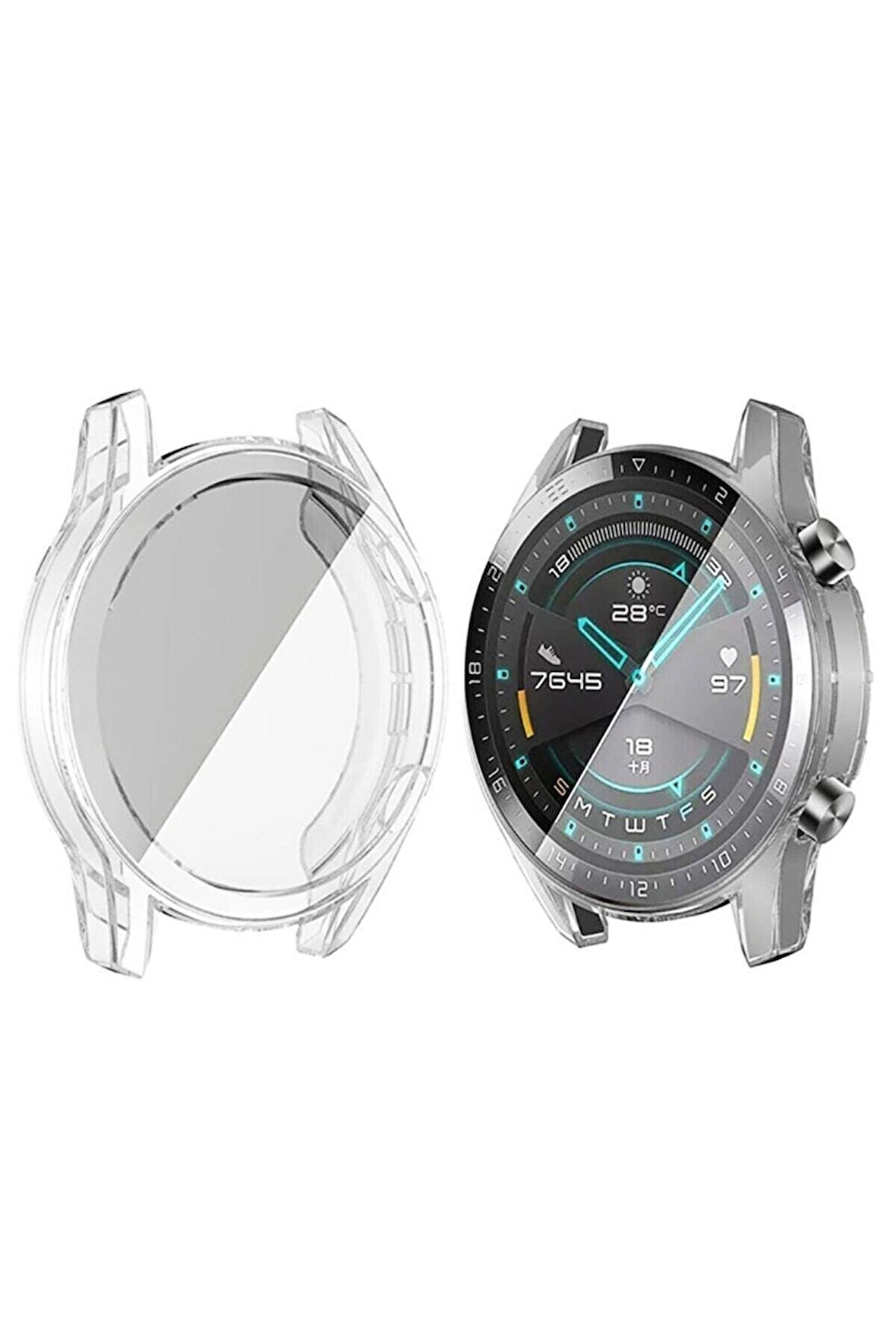 Huawei Watch Gt2 46mm ile Uyumlu Kasa Ve Ekran Koruyucu 360 Tam Koruma Silikon Kılıf