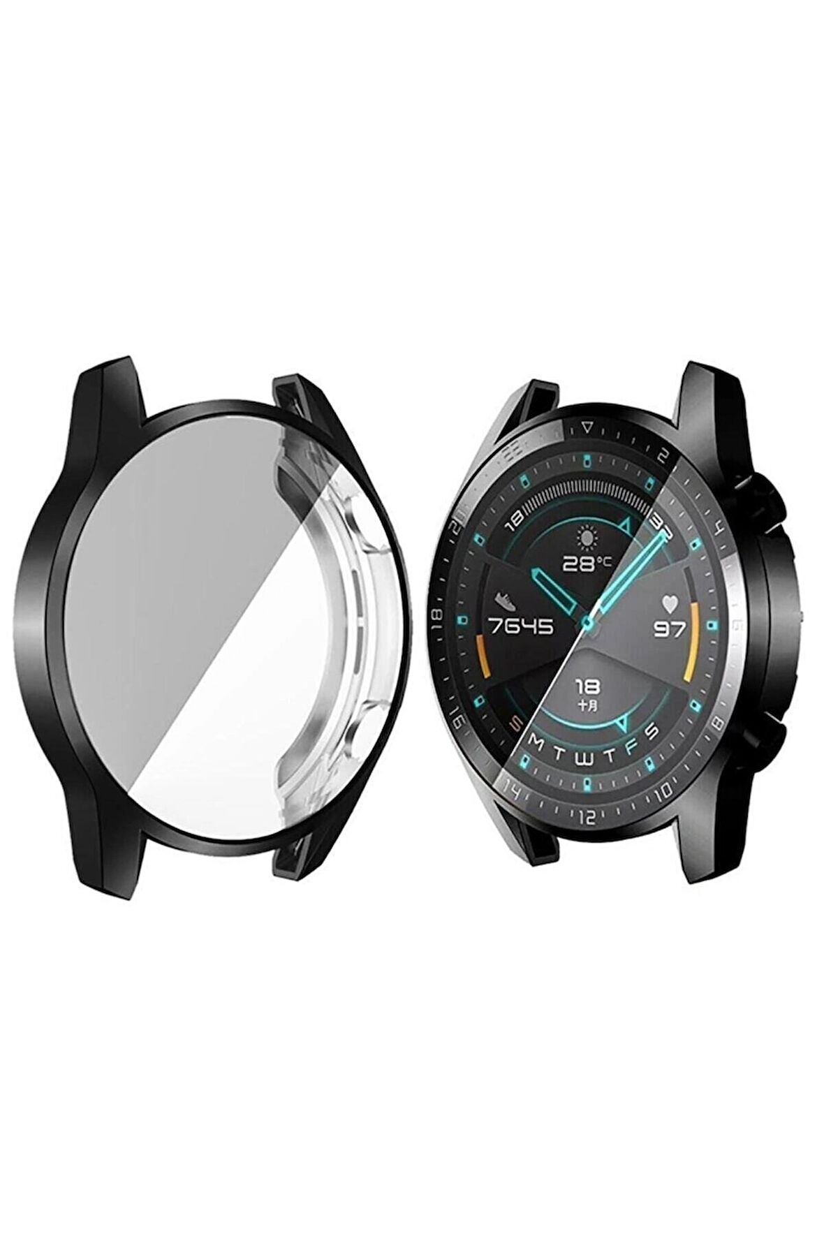 Huawei Watch Gt2 46mm ile Uyumlu Kasa Ve Ekran Koruyucu 360 Tam Koruma Silikon Kılıf