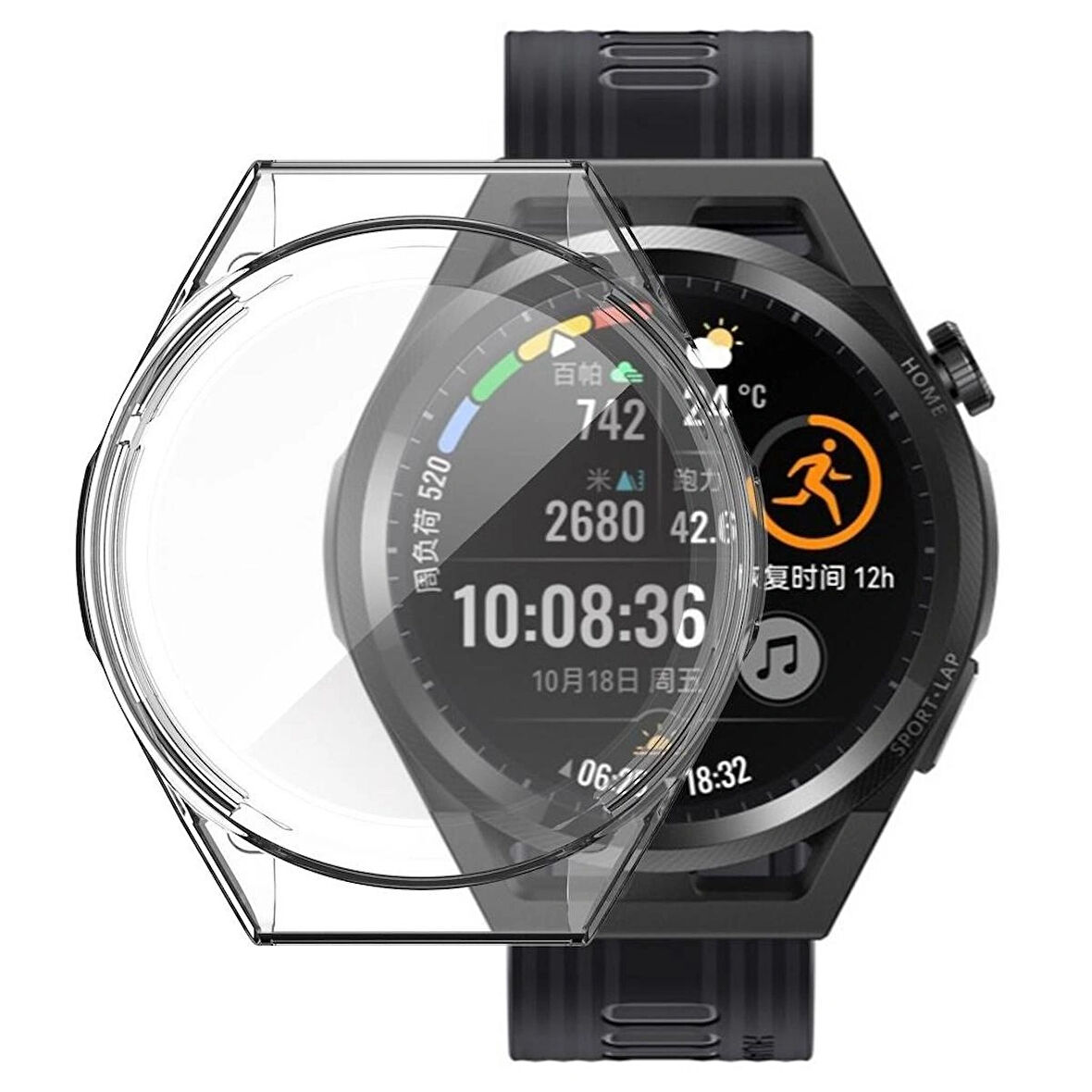 Huawei Watch Gt Runner ile Uyumlu Kasa Ve Ekran Koruyucu 360 Tam Koruma Silikon Kılıf