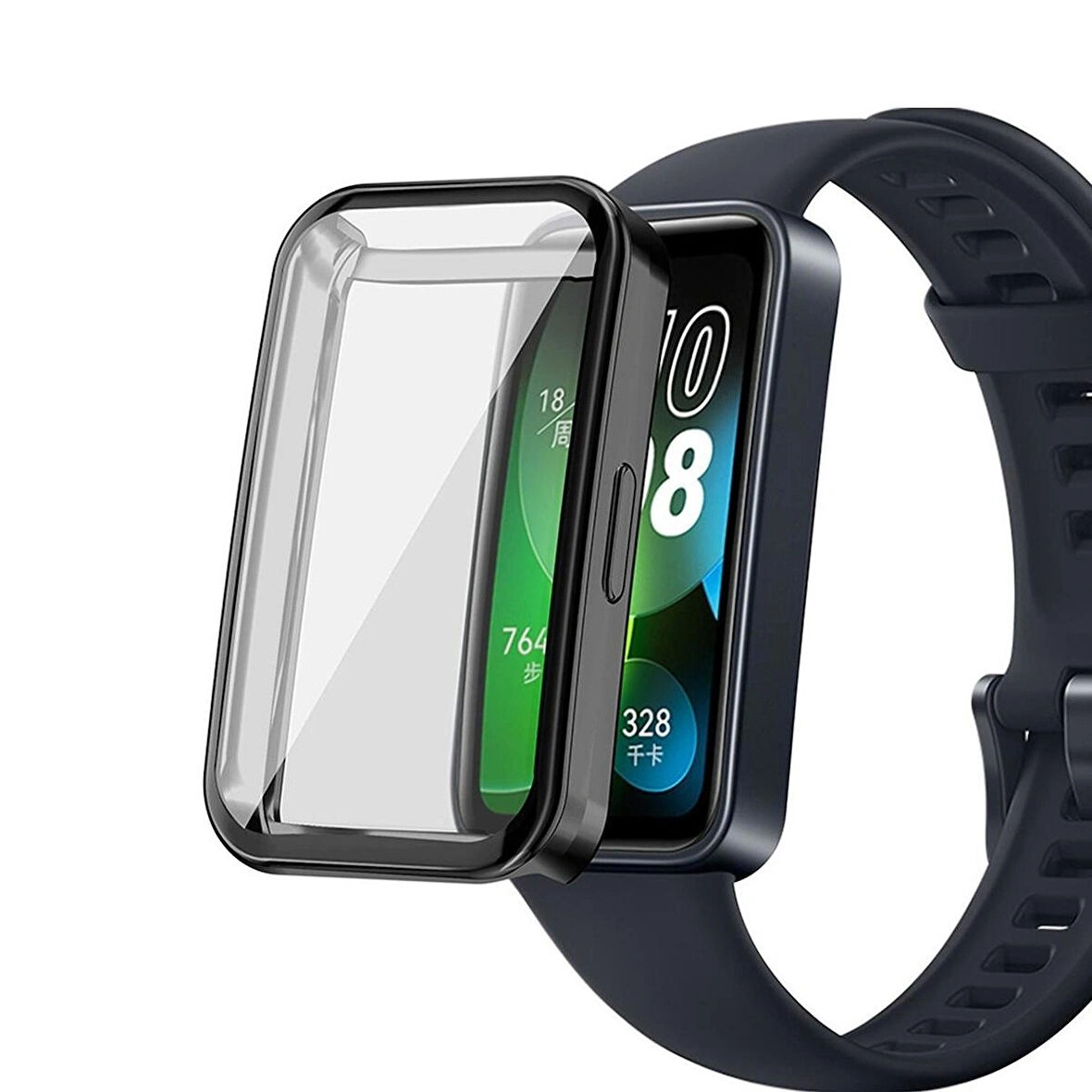 Huawei Band 8 ve Huawei Band 9 ile Uyumlu Kasa Ve Ekran Koruyucu 360 Tam Koruma Silikon Kılıf