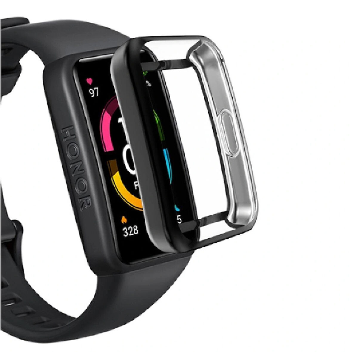 Huawei Band 6 ve Honor Band 6 ile Uyumlu Kasa Ve Ekran Koruyucu 360 Tam Koruma Silikon Kılıf