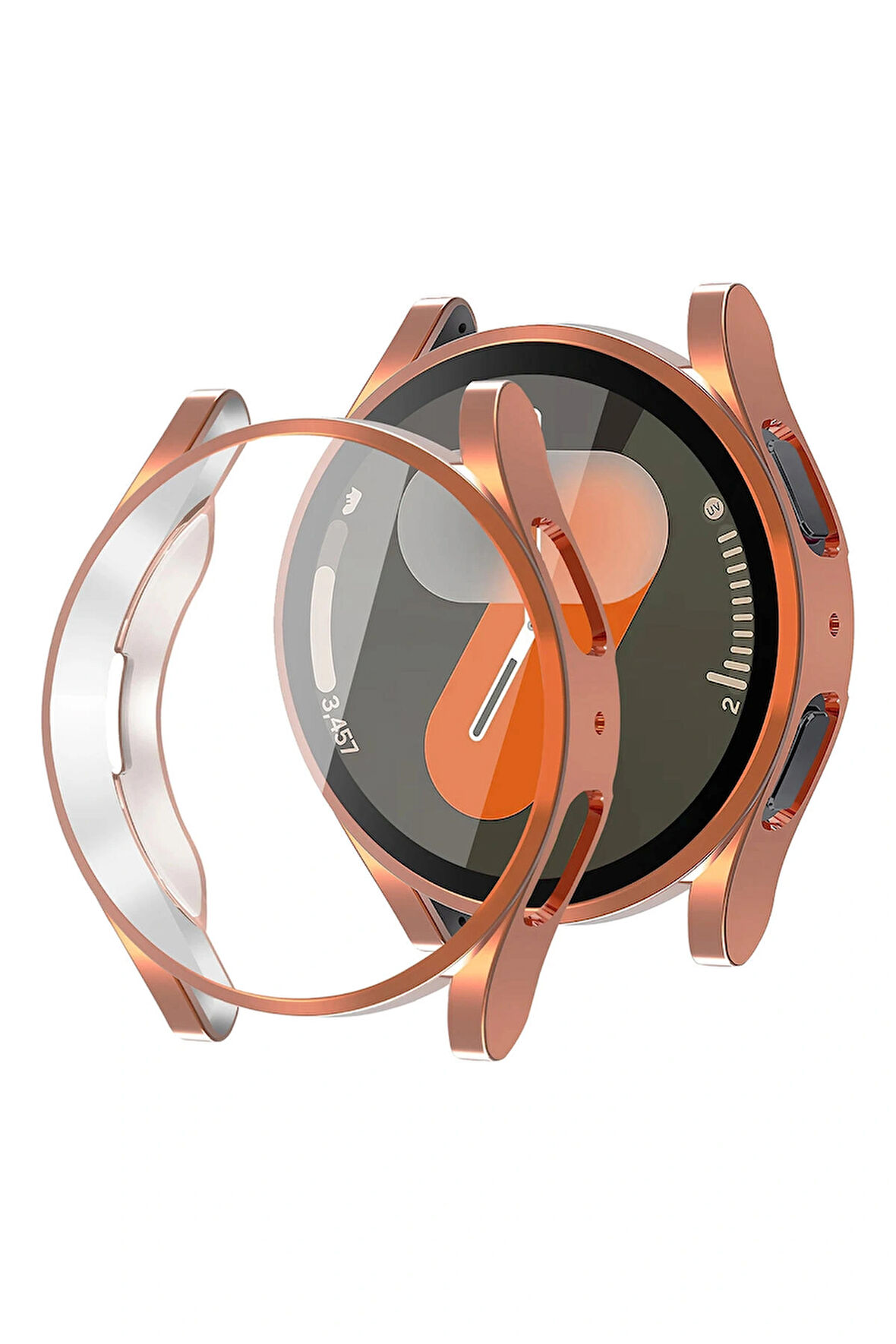 Samsung Galaxy Watch 7 44mm ile Uyumlu Kasa Ve Ekran Koruyucu 360 Tam Koruma Silikon Kılıf
