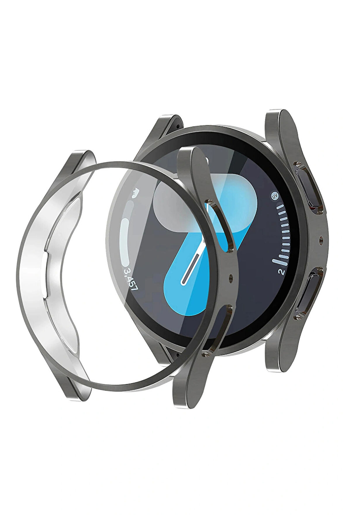 Samsung Galaxy Watch 7 40mm ile Uyumlu Kasa Ve Ekran Koruyucu 360 Tam Koruma Silikon Kılıf