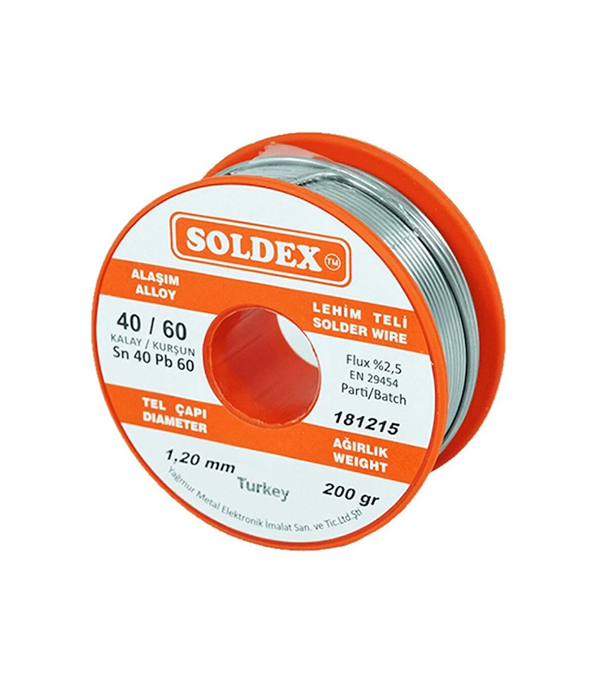 Soldex 40-60 Lehim Teli 200 Gr 1.2 mm- Sn:40 / Pb:60