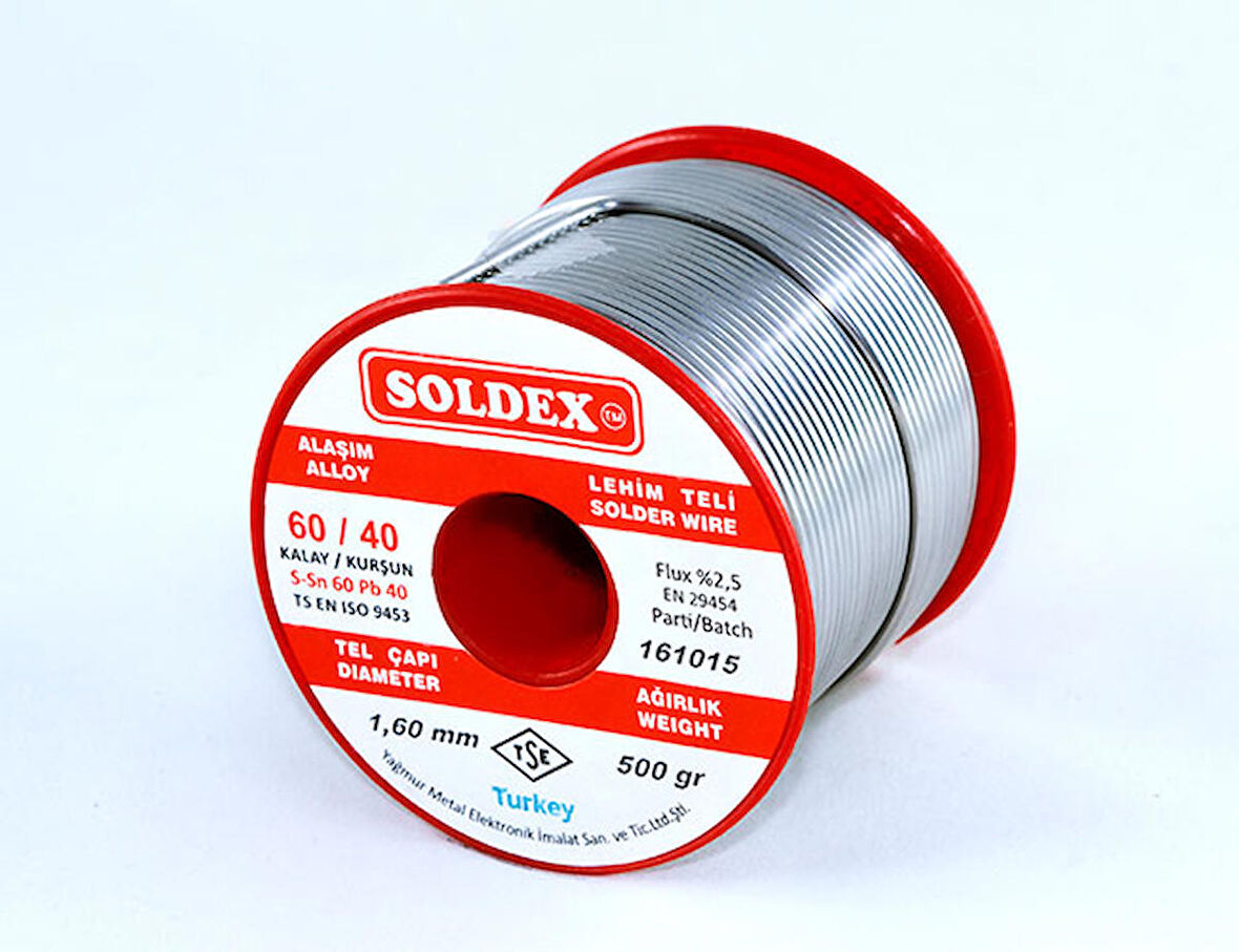 Soldex 60-40 Lehim Teli 500 Gr 1.2 mm - Sn:60 / Pb:40