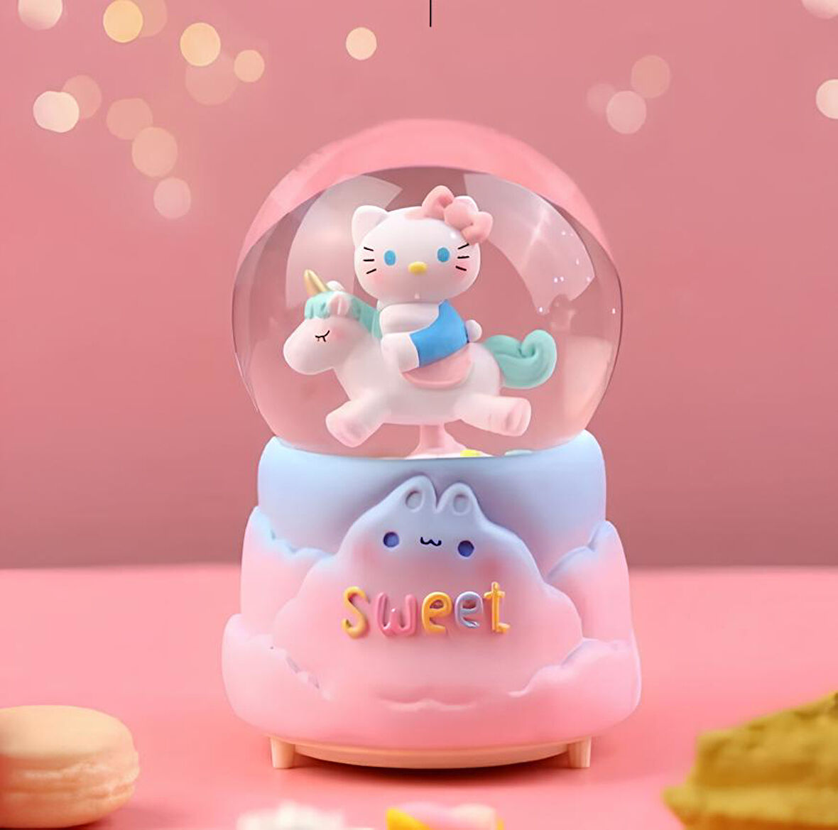 Kitty İçi Dönmeli Püskürtmeli Işıklı Müzikli Kar Küresi Büyük Boy Model 2