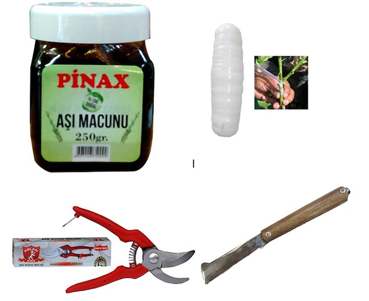 Pinax Aşı Seti 3 - Aşı Macunu + Aşı Bandı + Bağ Makası + Aşı Çakısı