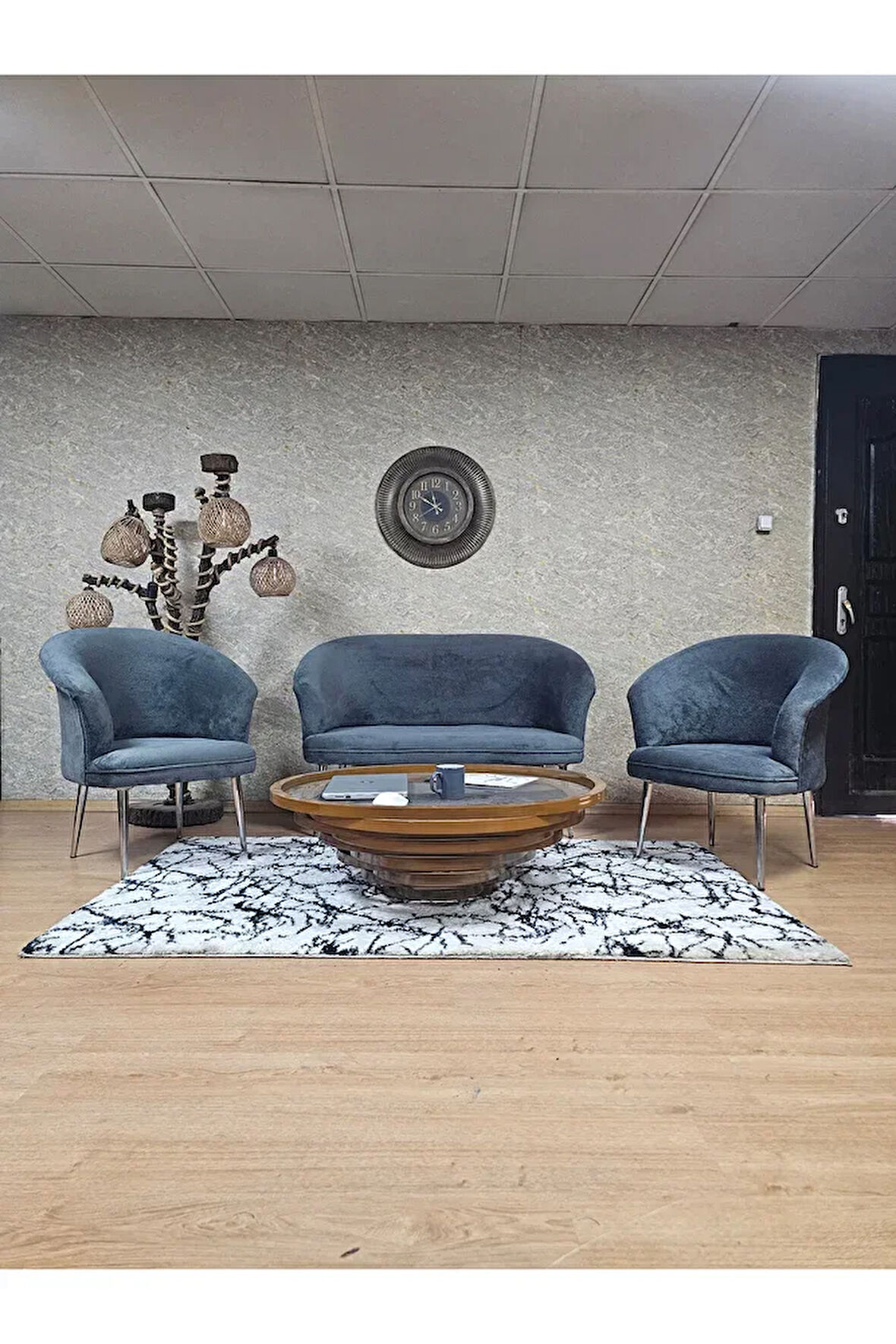 TEDDY Takım Krom Kaplama Sivriltme Ayak Çay Seti Koltuk - Berjer , Balkon, Salon, Ofis Füme Renk 40 x 125 Boyut/Ebat