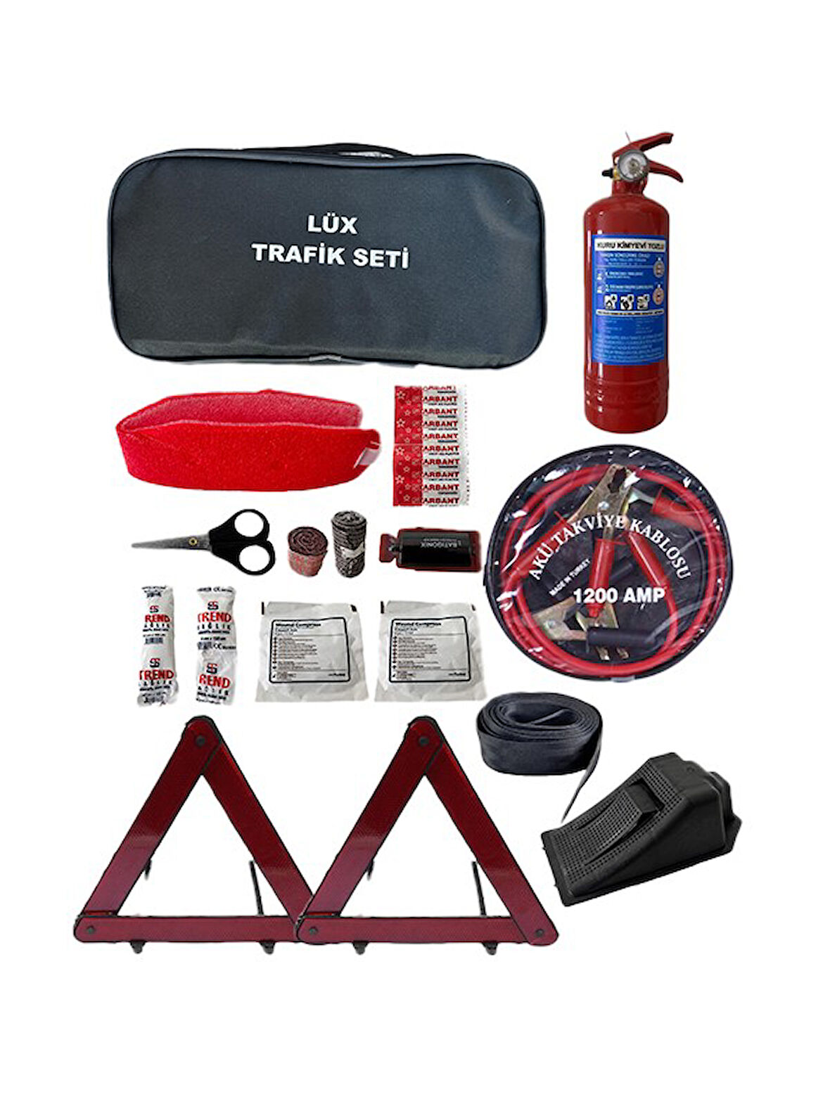 Takviyeli Trafik seti Lüx Trafik Seti Çantalı + 1200 Amper Akü Takviye Kablosu Çantalı Özel Set