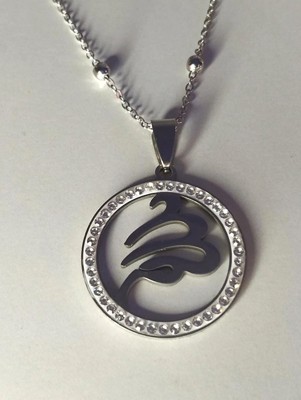 Allah yazılı zirkon taşlı kolye