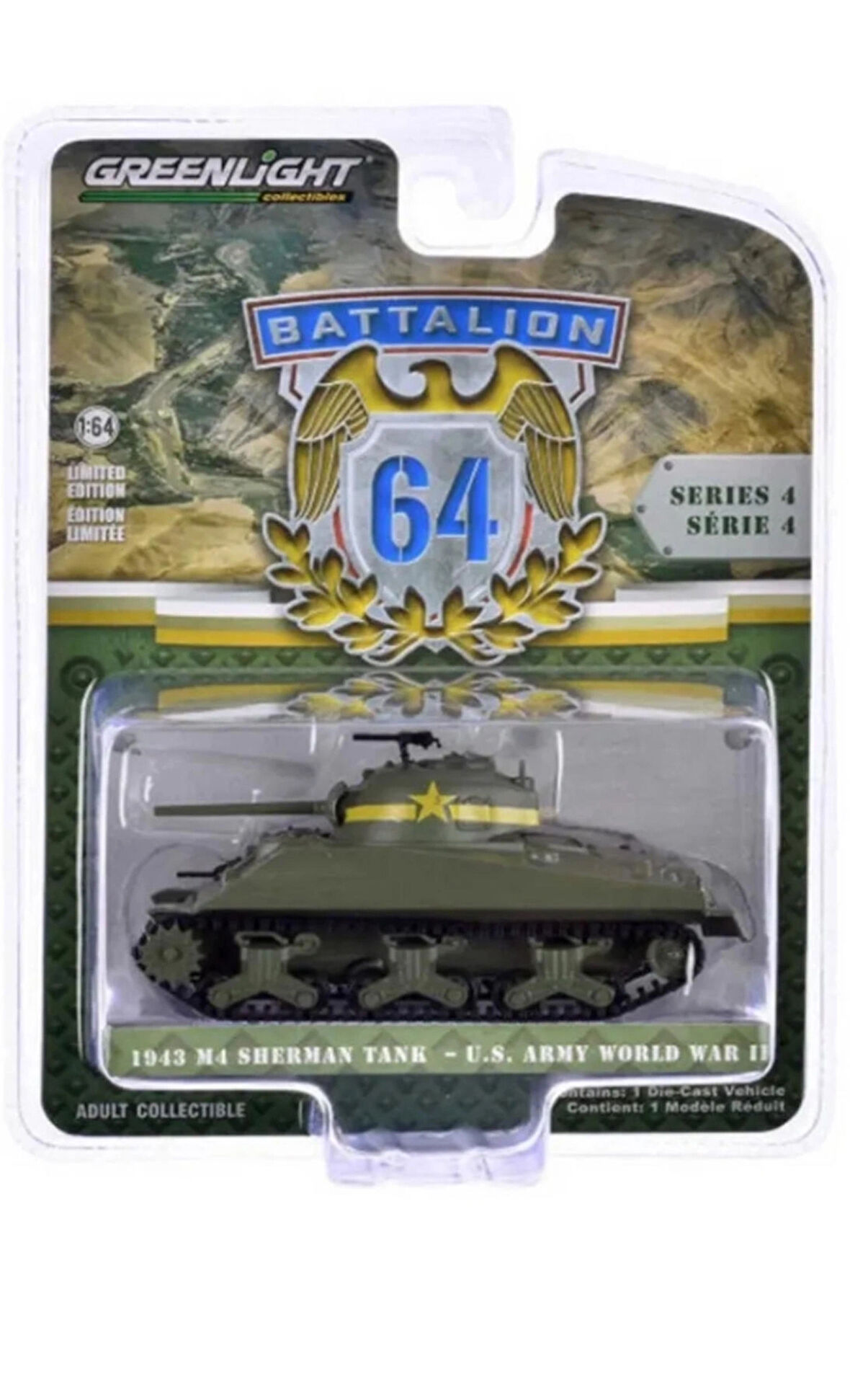 Greenlight 1:64 1942 M4 Sherman Tank - U.S. Army World War II