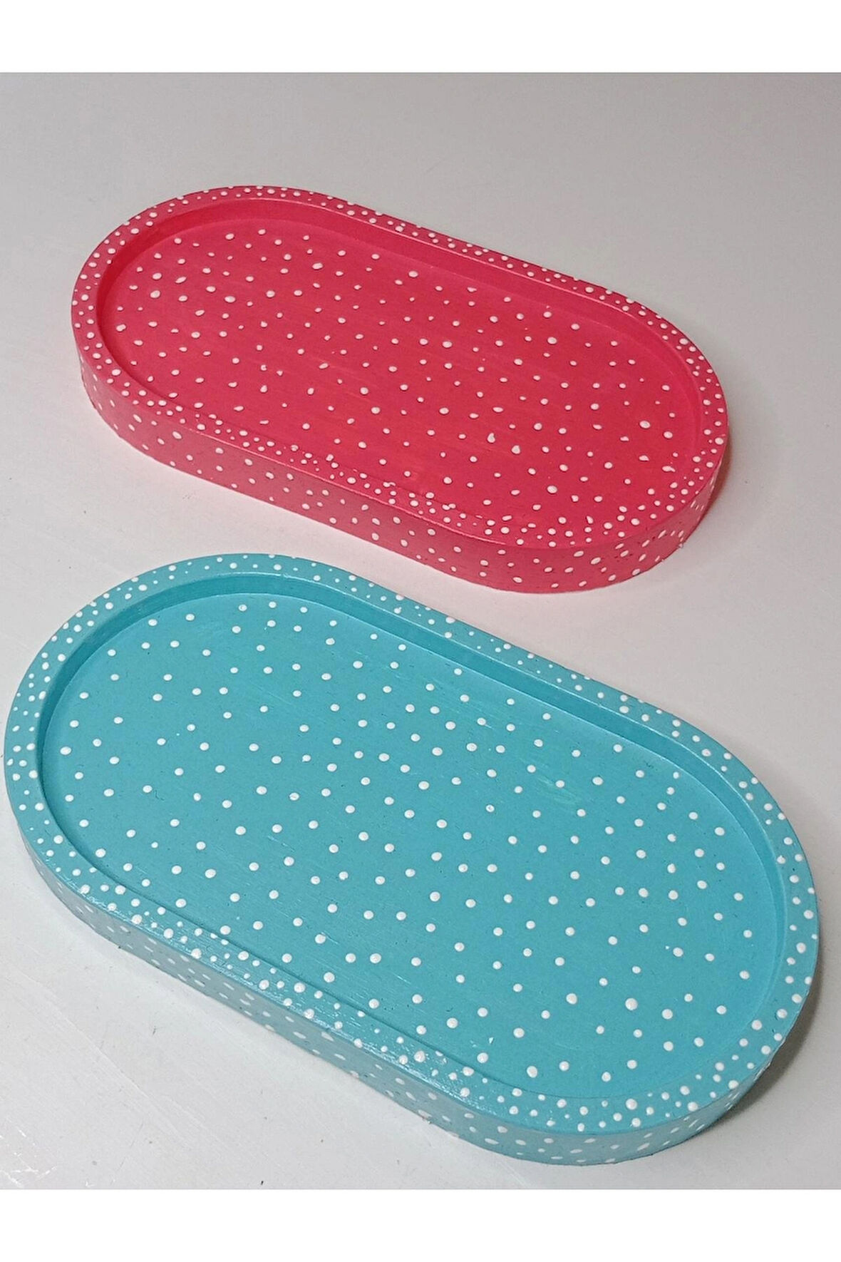 Dekoratif Sunumluk Takı Tabağı İkili Takım Turkuaz Pembe