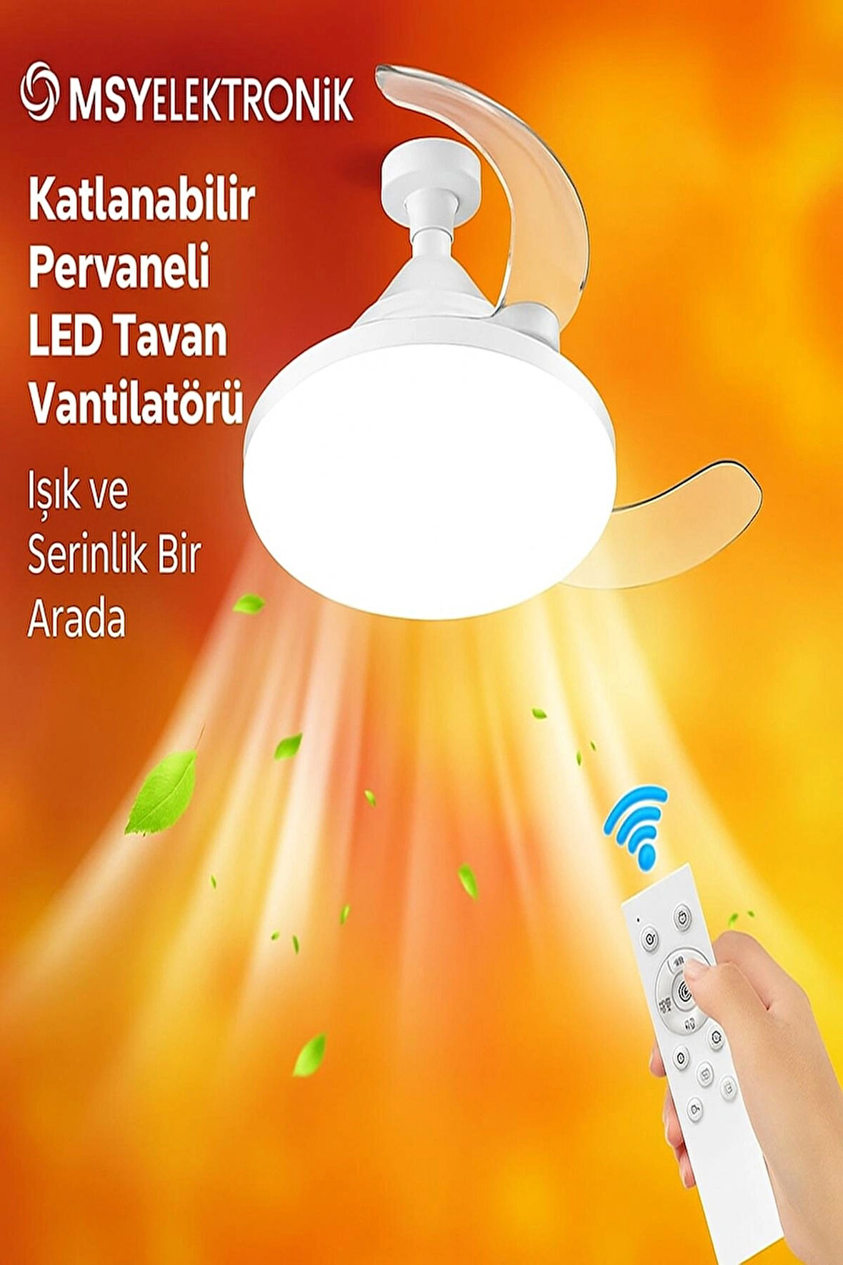 Katlanabilir LED Tavan Vantilatörü – Sessiz, Akıllı ve Kumandalı Aydınlatma 22.5''