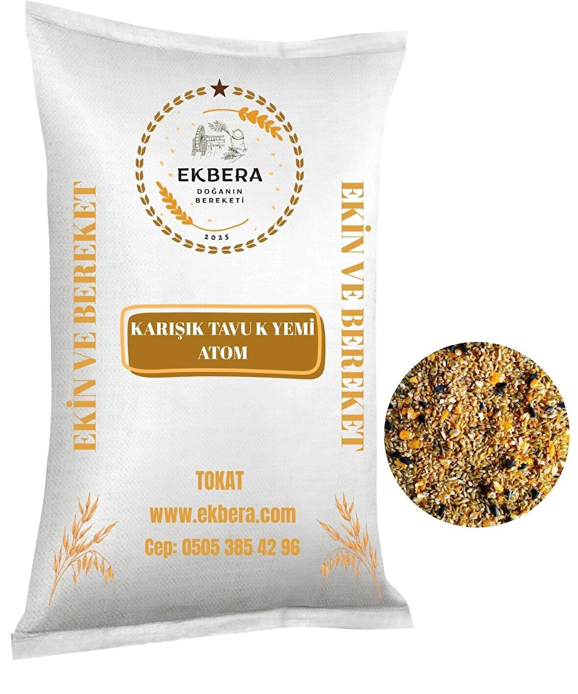 EKBERA - Karışık Tavuk Yemi Atom - 25 Kg (tavuk, ördek, kaz ve tüm kanatlılar için)
