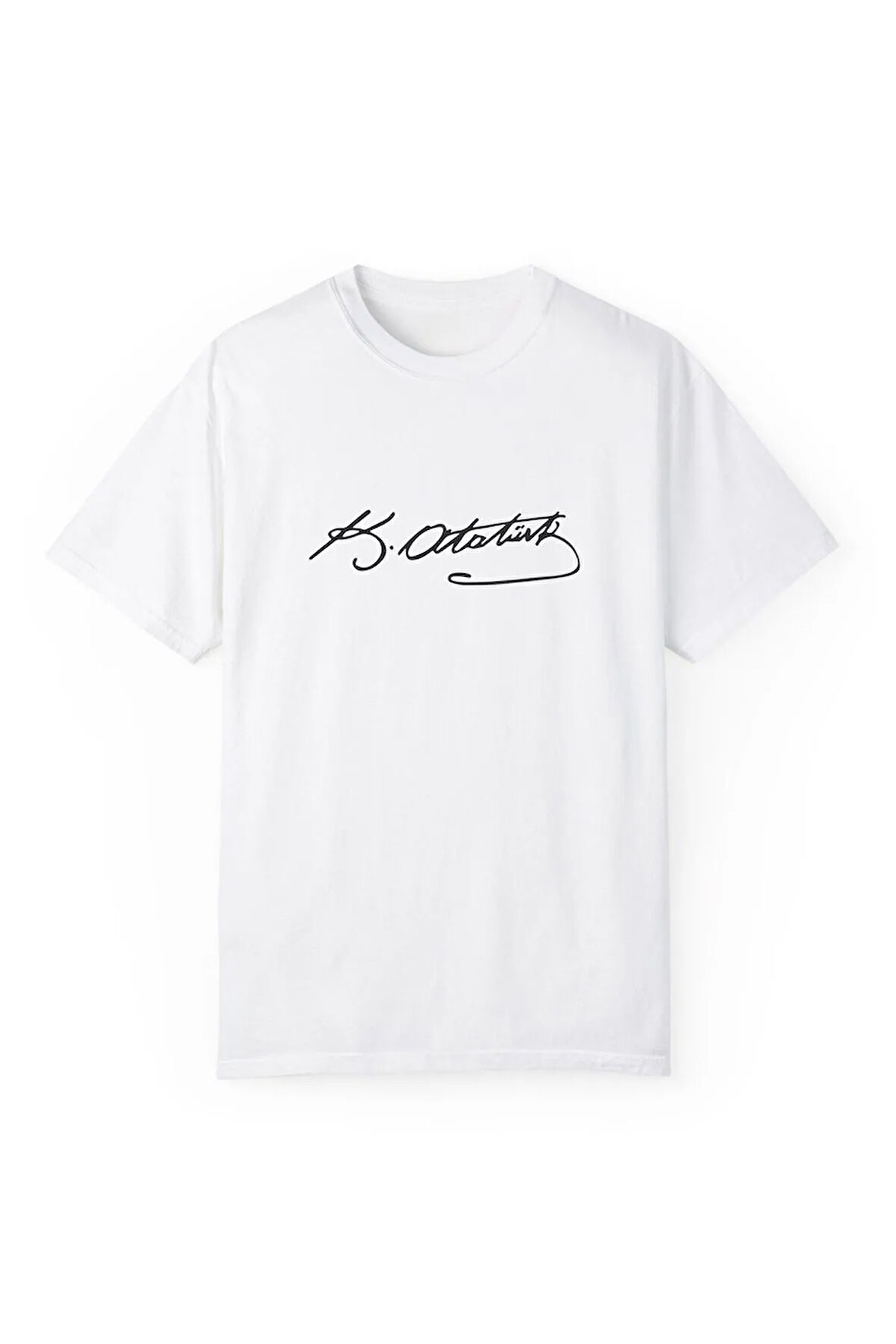 Atatürk İmza Baskılı Pamuklu Oversize Tişört