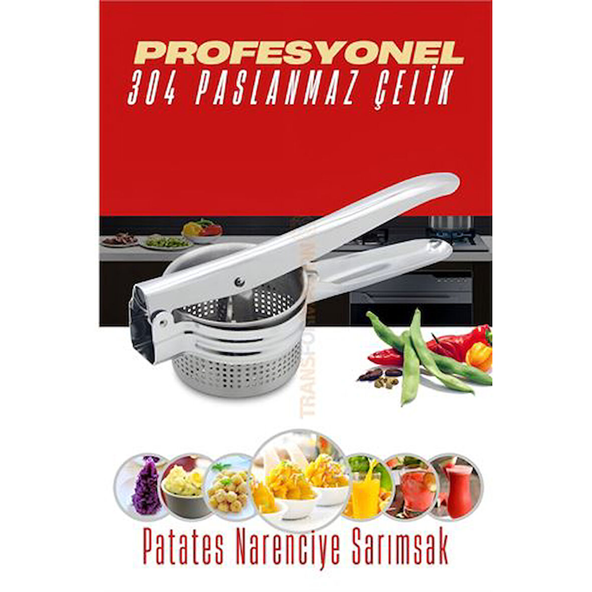 Patates Ezici 304 Paslanmaz Çelik Narenciye Sıkacağı Sebze Presi