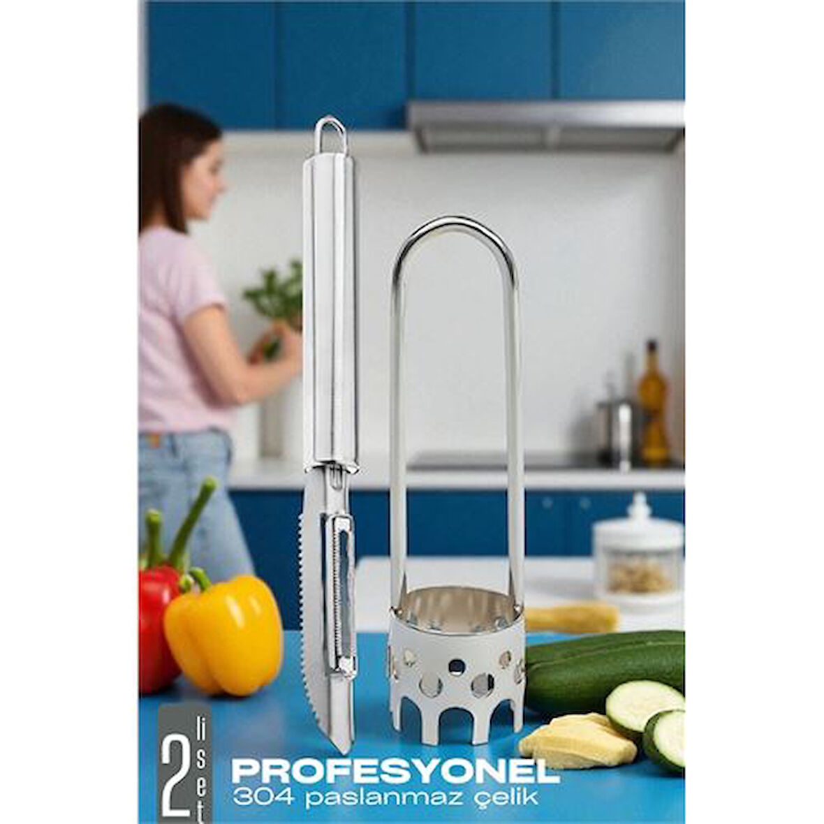 Dolmalık Biber Oyacağı Soyacak Seti - Sebze Oyacağı - Profesyonel Çelik 2 li set