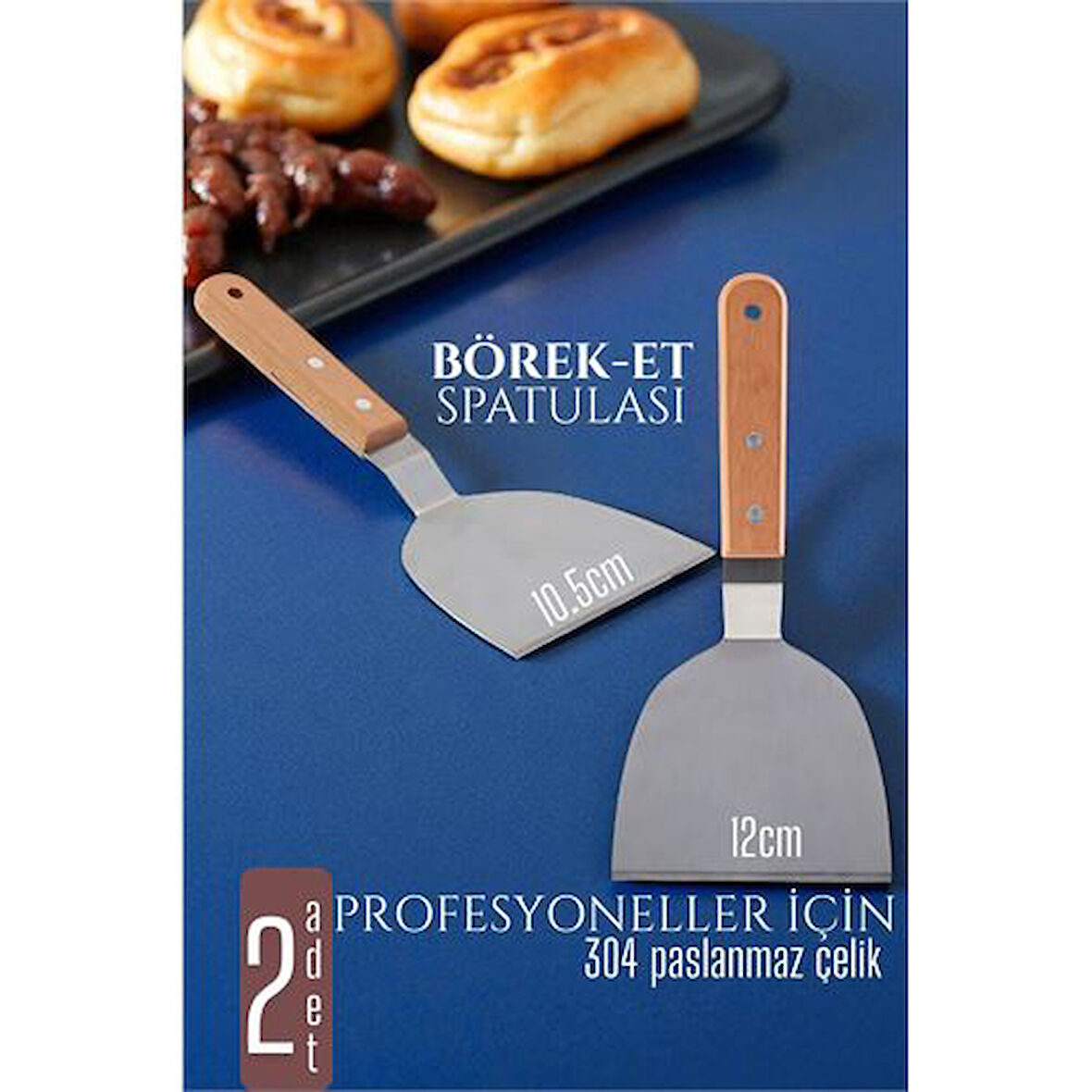 Mutfak Spatulası- Hamur Börek Et Spatulası 10,5 ve 12 cm 2 Lİ SET