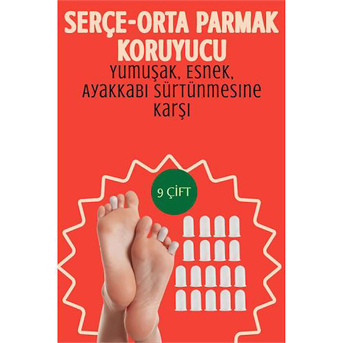 9 Çift Silikon Parmak Koruyucu – Serçe ve Orta Parmak Uyumlu | Yumuşak, Esnek, Ayakkabı Sürtünmesine Karşı