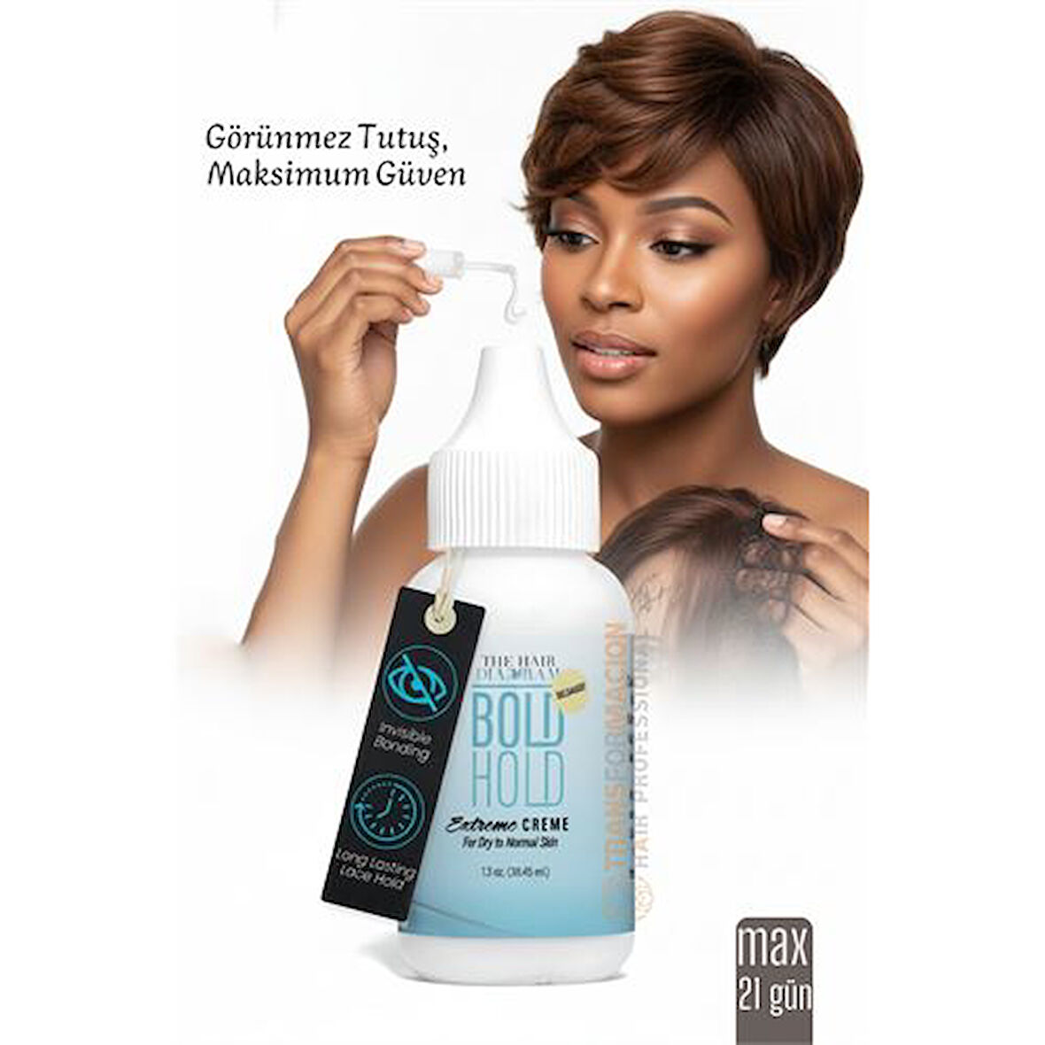 Protez Saç Yapıştırıcı - Peruk ve Keratin Kaynak Saç İçin Görünmez ve Uzun Süreli Yapıştırıcı  Bold Hold