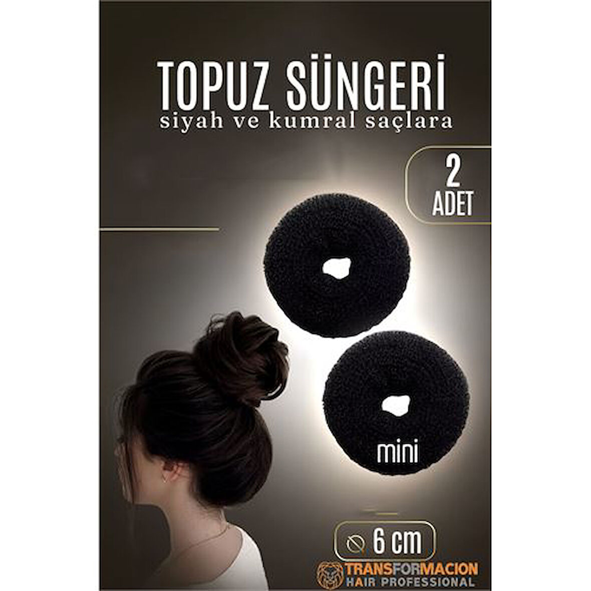 SİYAH Mini Saç Topuz Süngeri  2 ADET 6 CM Çap 2.5 cm Kalınlık