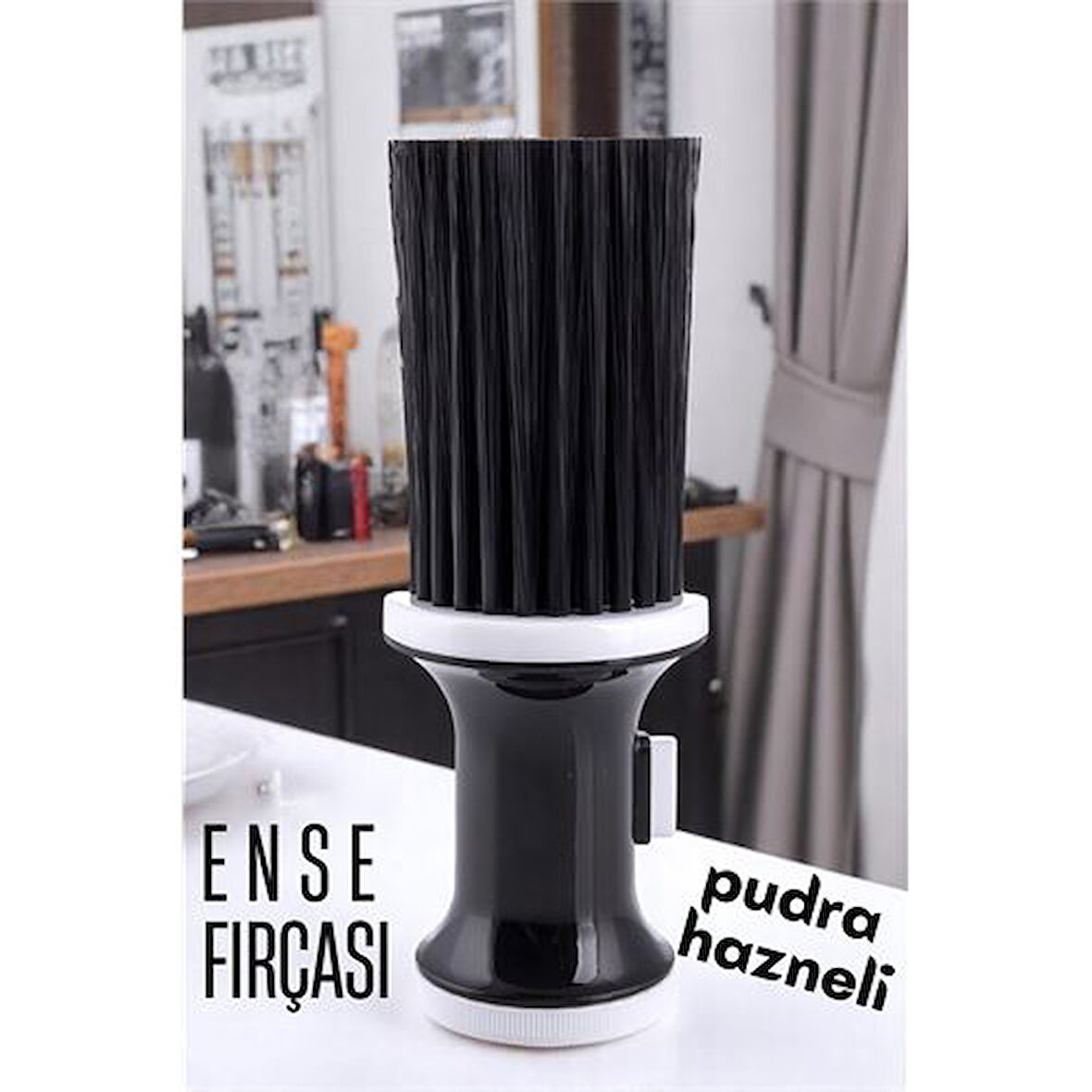 Pudra Hazneli Ense Fırçası Saç Temizleme Fırçası - Berber Temizlik Fırçası- Kuaför Berber Malzemesi