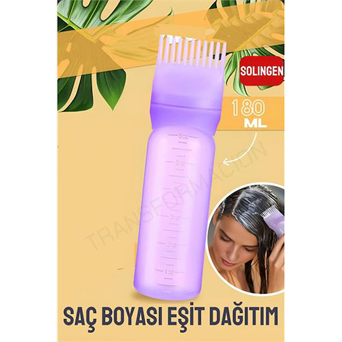 Saç Boyası Eşit Dağıtım Şişesi Doldurulabilir Taraklı Aplikatör  Solingen Professional